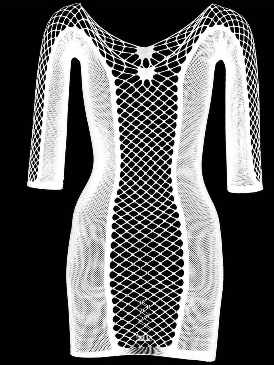 Netzkleid Netz-Minikleid mit langen Ärmeln – Transparente Lingerie für Damen
