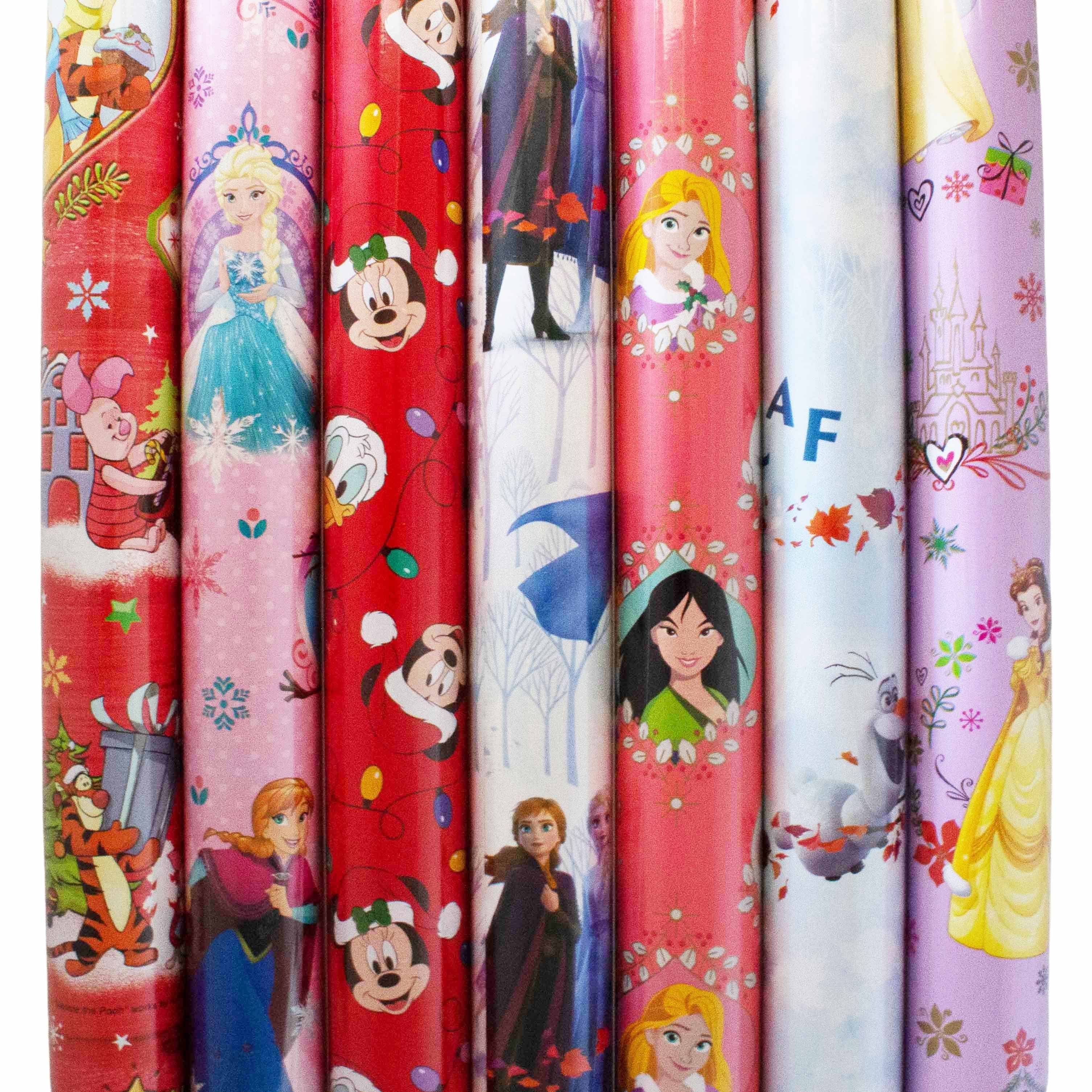Annastore Geschenkpapier 5 Rollen Geschenkpapier Kinder Motive Disney Weihnachtspapier Mädchen | Geschenkpapier