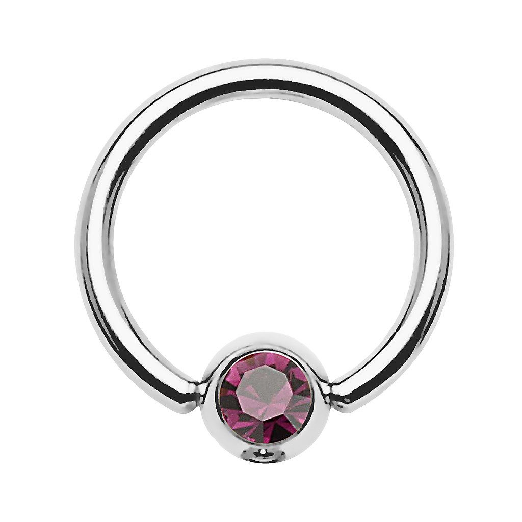 Taffstyle Nasenpiercing BCR Klemmring Tragus Universal Ring Silber Lila 1,2mm x 10mm x 4mm (Cartilage Tragus Helix Orbital Brust Lippenbädchen Lippenpiercing), Intim Piercing Edelstahl Nasenpiercing Nasenring Nase Ohrpiercing Ohr