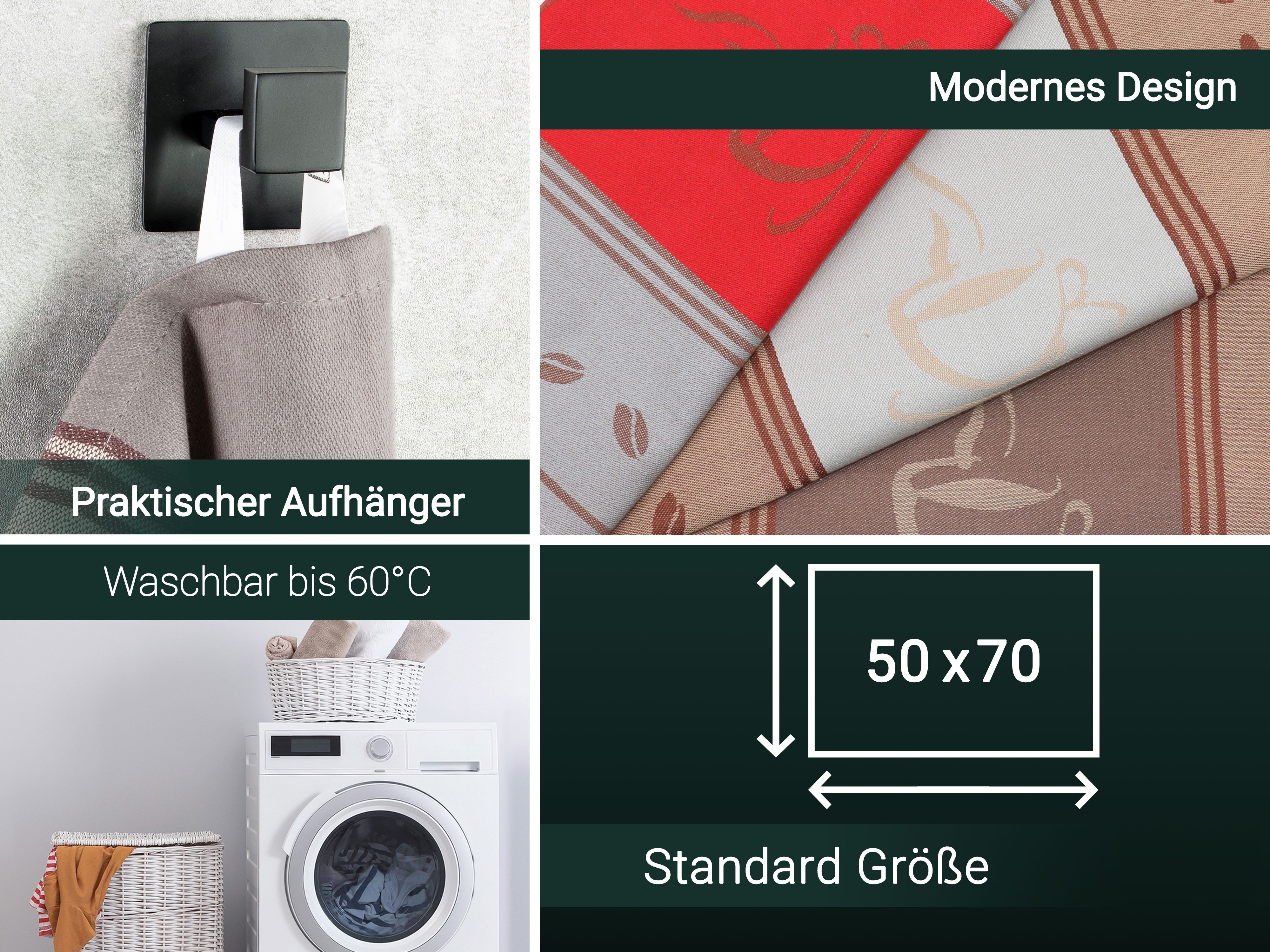 ZOLLNER Geschirrtuch, (Spar-Set, 5-tlg), 50 x 70 cm, 100% Baumwolle, vom Hotelwäschespezialisten