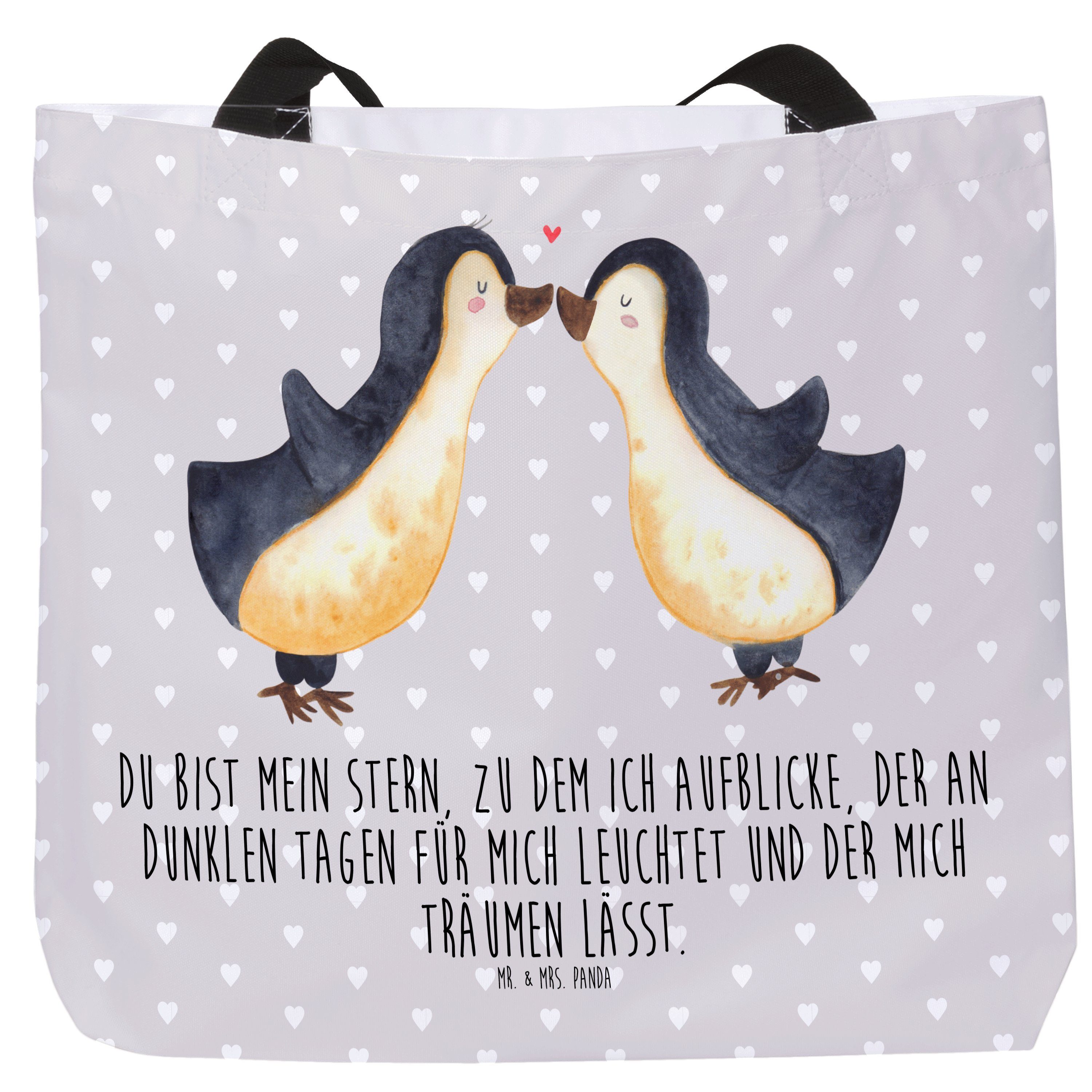 - (1-tlg) & Geschenk, Hochzeit, Mrs. Shopper Pastell St Freizeittasche, Liebe Pinguin Panda Grau - Mr.