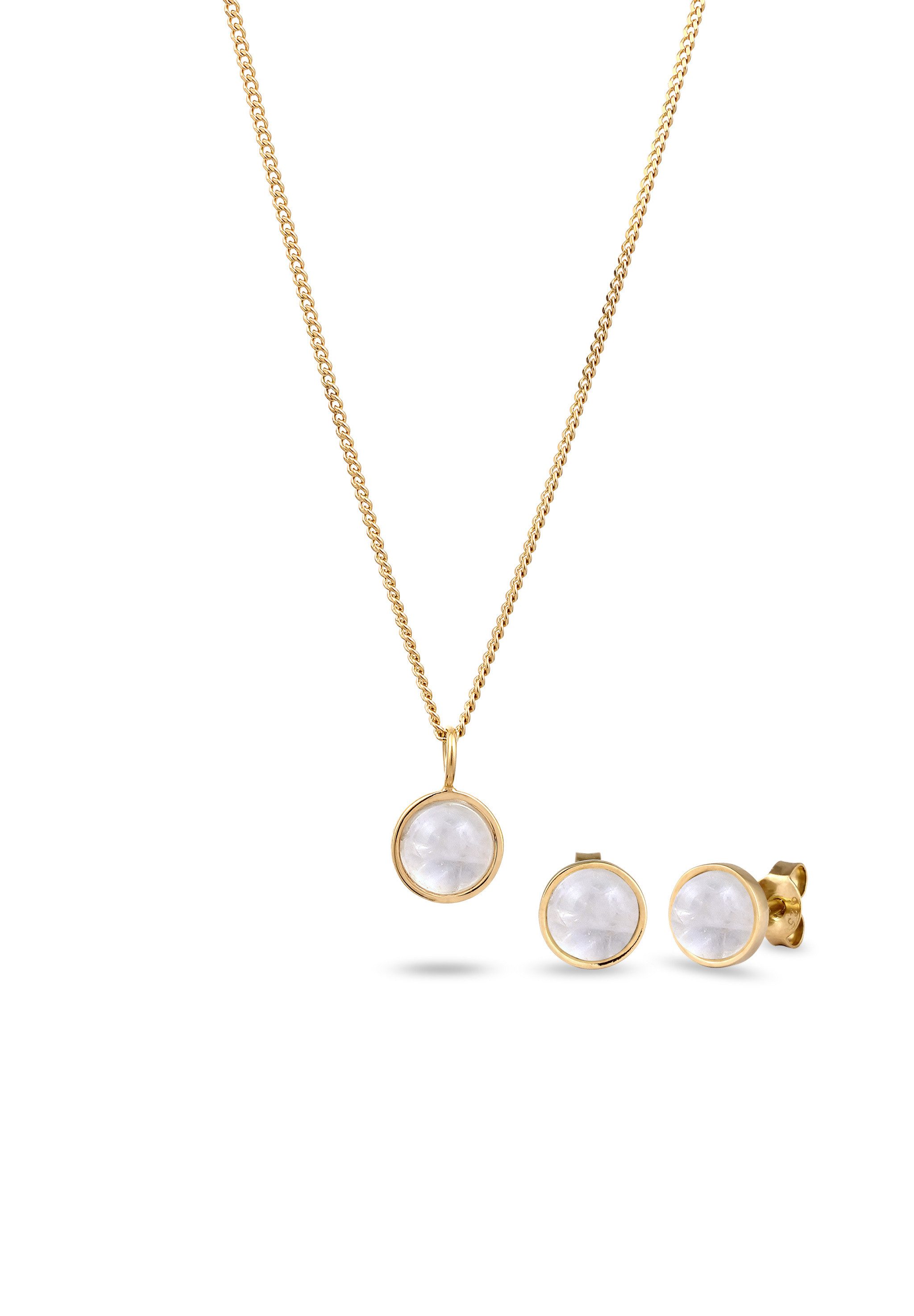 Schmuckset Mondstein Weiß 925 Sterling Silber