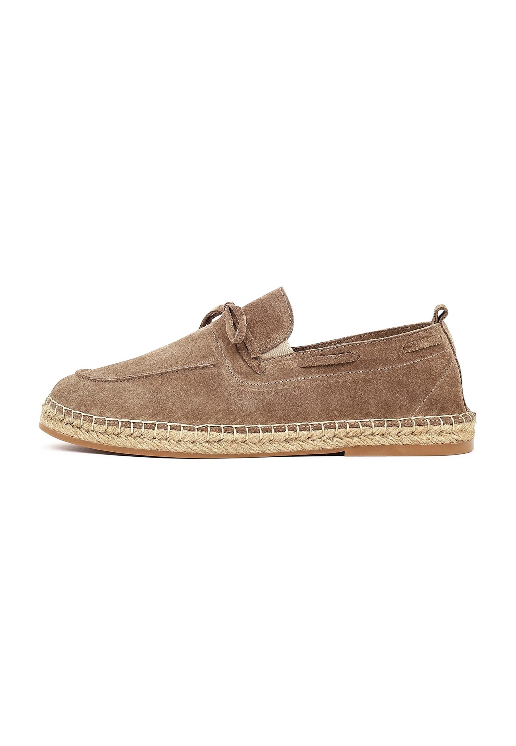 Derimod Espadrilles aus Veloursleder Espadrille Wildleder, Lederfutter, Gummisohle, Slip-On, Jutebesatz