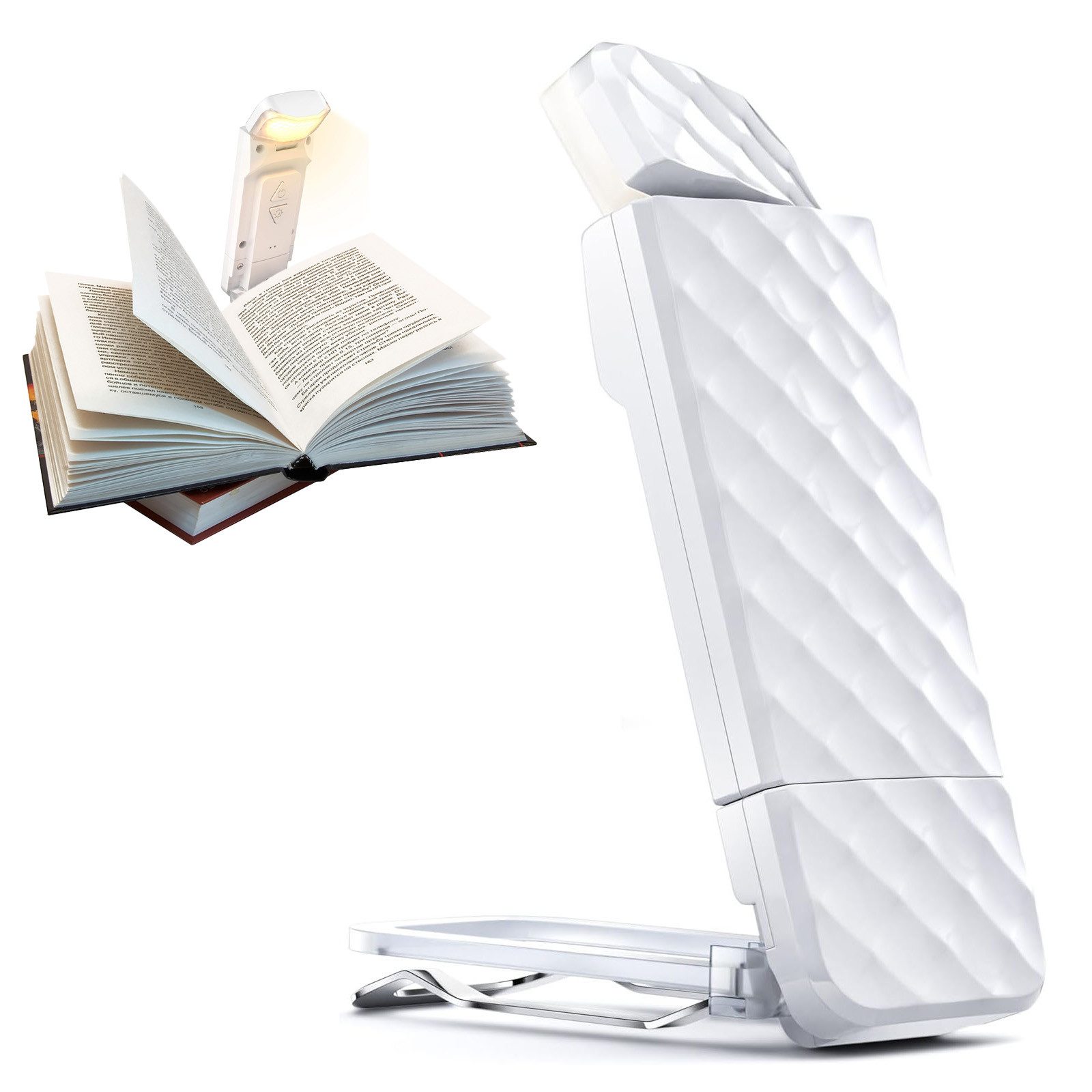 OKWISH LED Leselampe Led Akku Klemmlampe Buch Klemme einstellbare Leselicht Buchlampe, Timing-Modus und Flexibel, LED fest integriert, 3 Farbtemperatur, Leseleuchte dimmbar 5 Helligkeitsstufen Nachtlesen Buch Bett Reisen ..