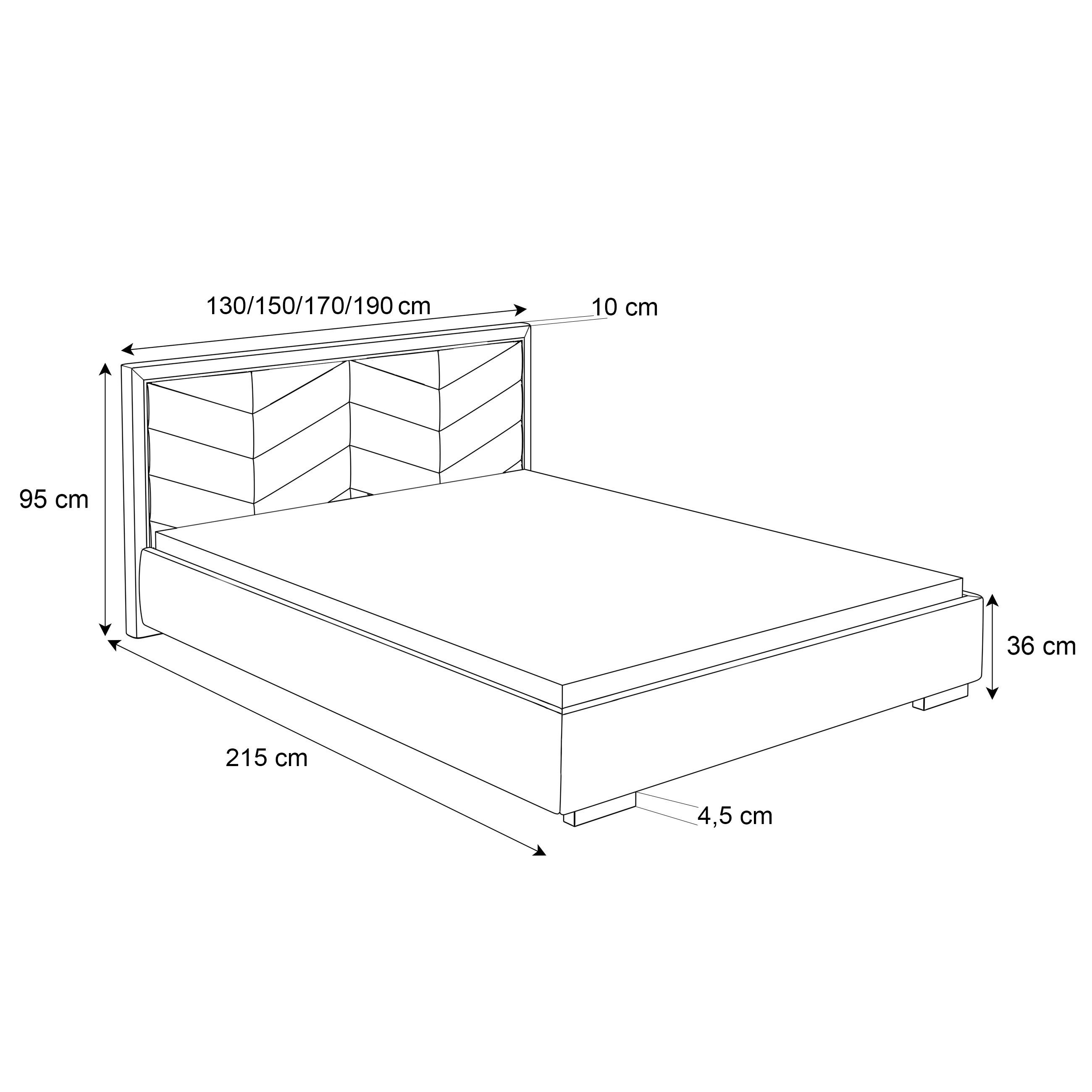 Lookway Polsterbett AURORA mit Bettkasten (mit Metallgestell), mit gepolsterem Kopfteil