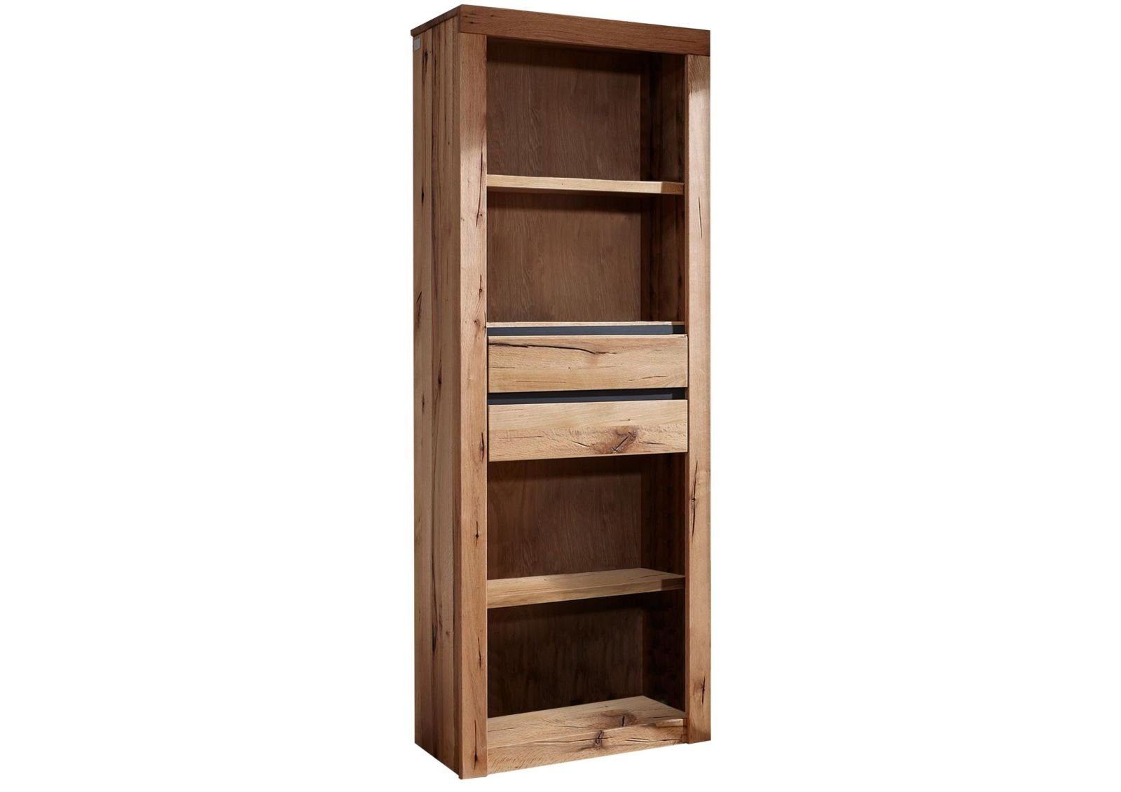 Massivmoebel24 Bücherregal MONTREUX, 1-tlg., Regal Wild-/Zerreiche 71x35x190 natur geölt MONTREUX #124