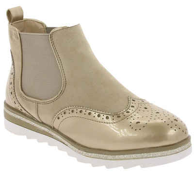 CITY WALK »City WALK Schuhe Chelsea-Boots modische Damen Stiefelette 44643467 Booties Beige/Gold« Chelseaboots