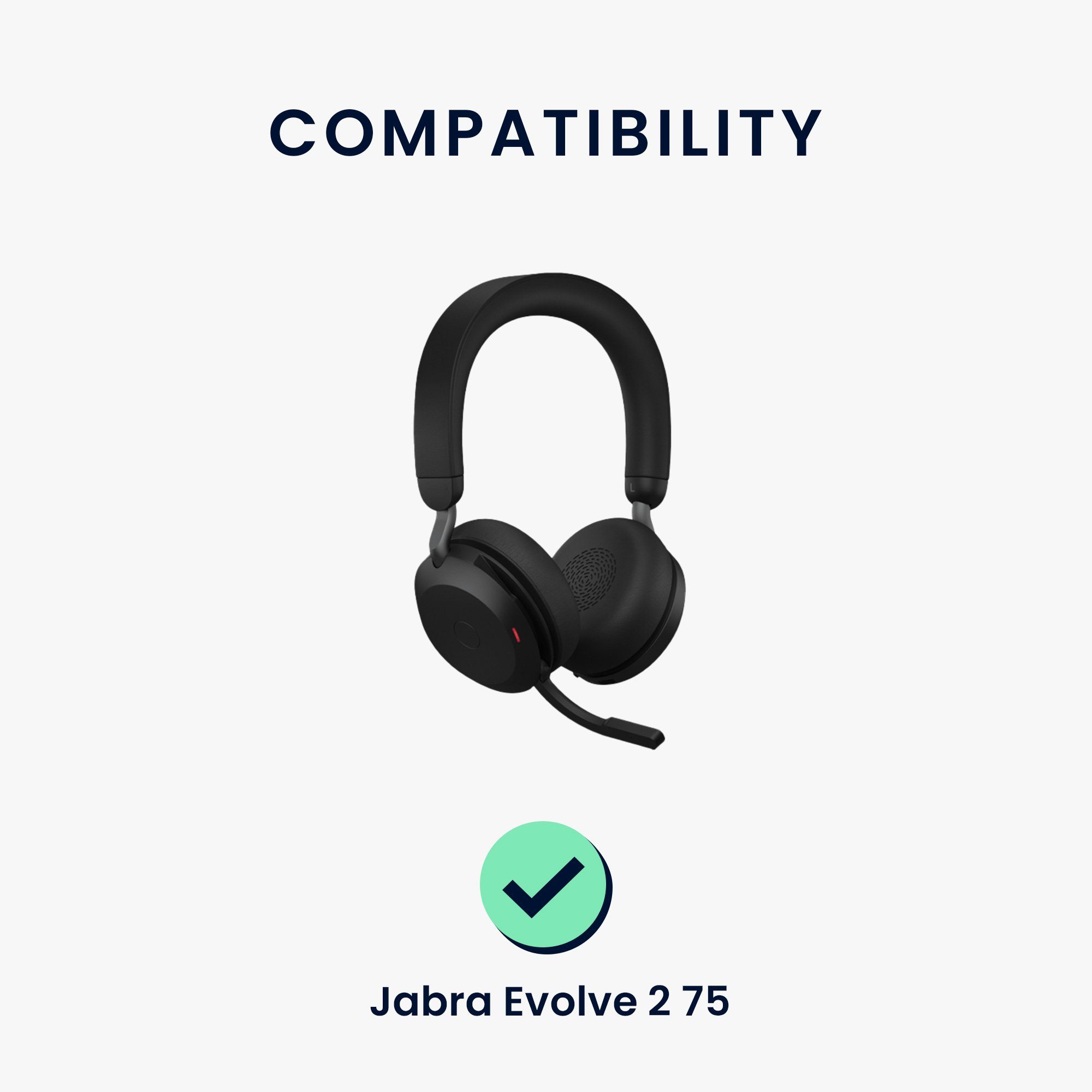 kwmobile 2x Ohr Polster für Jabra Evolve 2 75 HiFi-Kopfhörer (Ohrpolster  Kopfhörer - Kunstleder Polster für Over Ear Headphones)