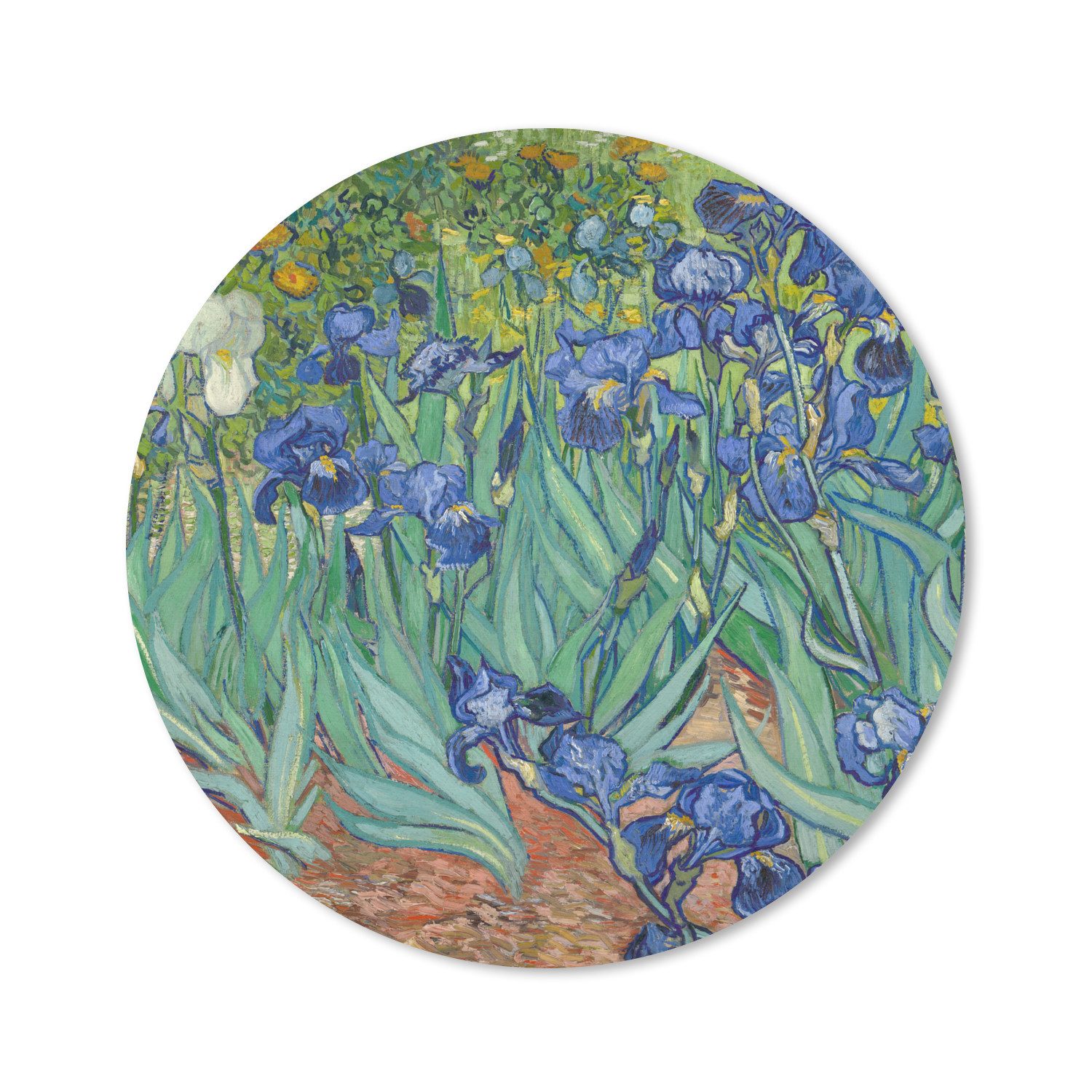 MuchoWow Mauspad Die Schwertlilien - Gemälde von Vincent van Gogh (1-St), Büro für Tastatur und Maus, Mousepad Gaming, Rund 20x20 cm