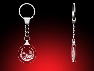 GLASFOTO.COM Schlüsselanhänger mit Gravur Yin-Yang - Ornament - Schlüsselanhänger rund