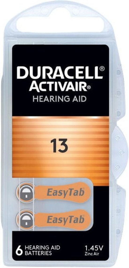 Duracell 6 Activair Typ 13 Zink-Luft Hörgerätebatterien im 6er Blister Batterie