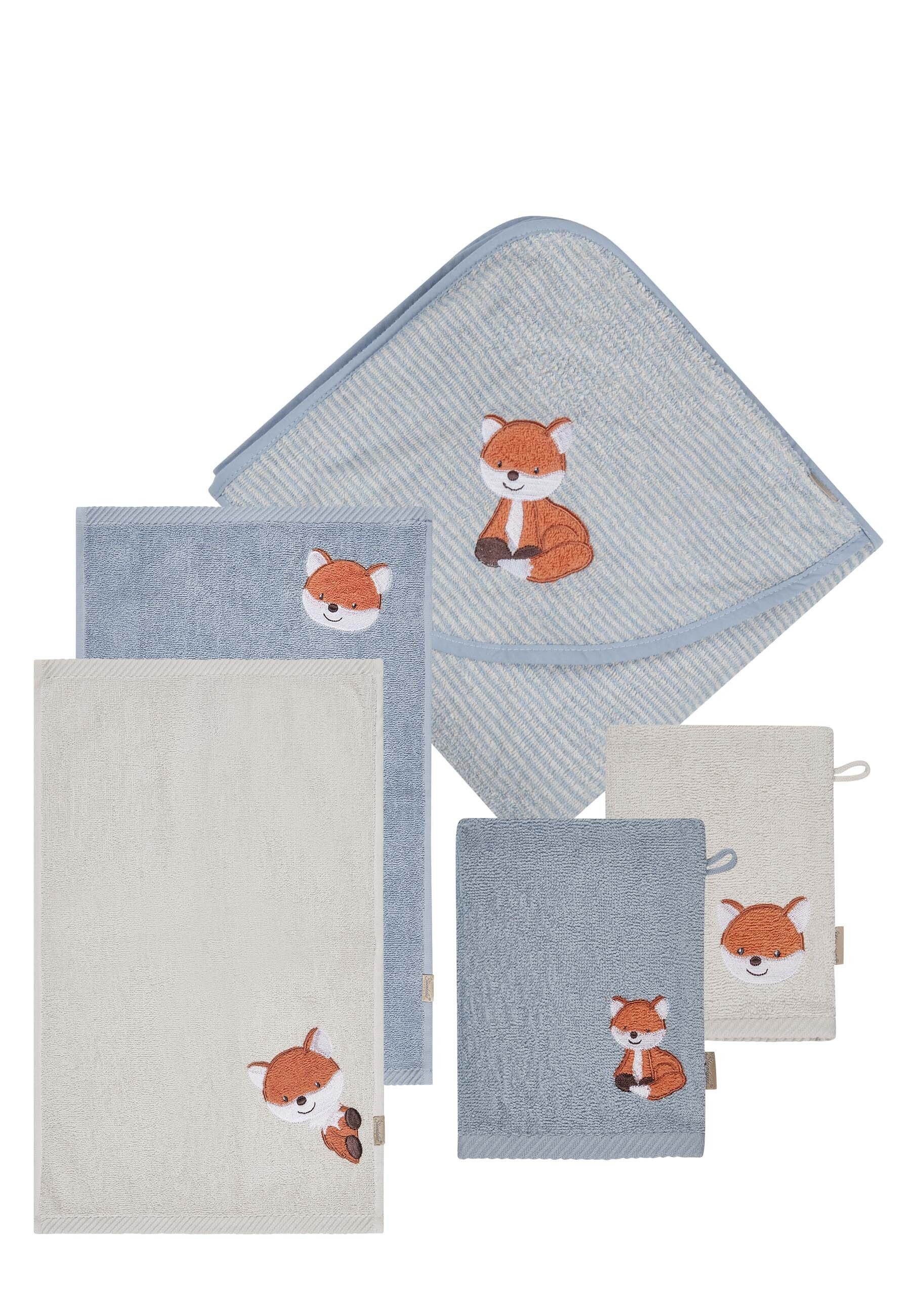 Sterntaler® Badetücher Multipack Frottee FUCHS Filou, Frottee (1-St), Set bestehend aus verschiedenen Handtüchern und Waschhandschuhen.