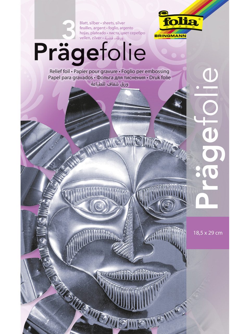 Glorex Bastelkartonpapier Glorex Prägefolie silber Hartmetall 19 x 30 cm, 3