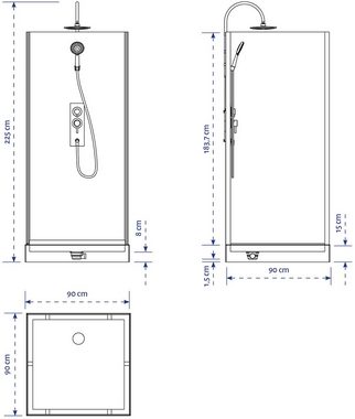 Marwell Komplettdusche White Stone, BxT: 90x90 cm, Einscheibensicherheitsglas, inkl. Armaturen