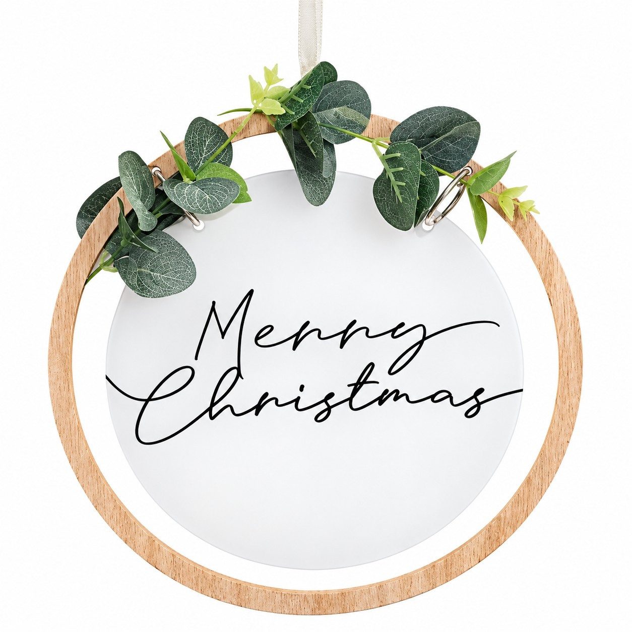 Ginger Ray Dekokranz Weihnachtskranz Merry Christmas Eukalyptus Türkranz Holz Ø 25,5 cm