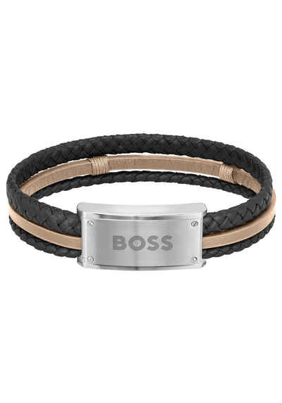 BOSS Armband Schmuck Edelstahl Armschmuck Lederarmband GALEN