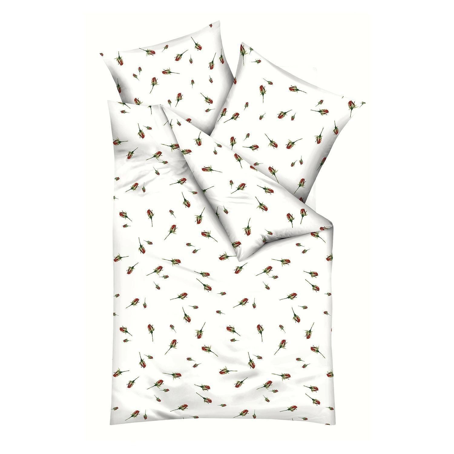 Kaeppel Bettwäsche ROSANNA, L 135 x B 200 cm, Weiß, Rot, Biber, 1 teilig, m günstig online kaufen