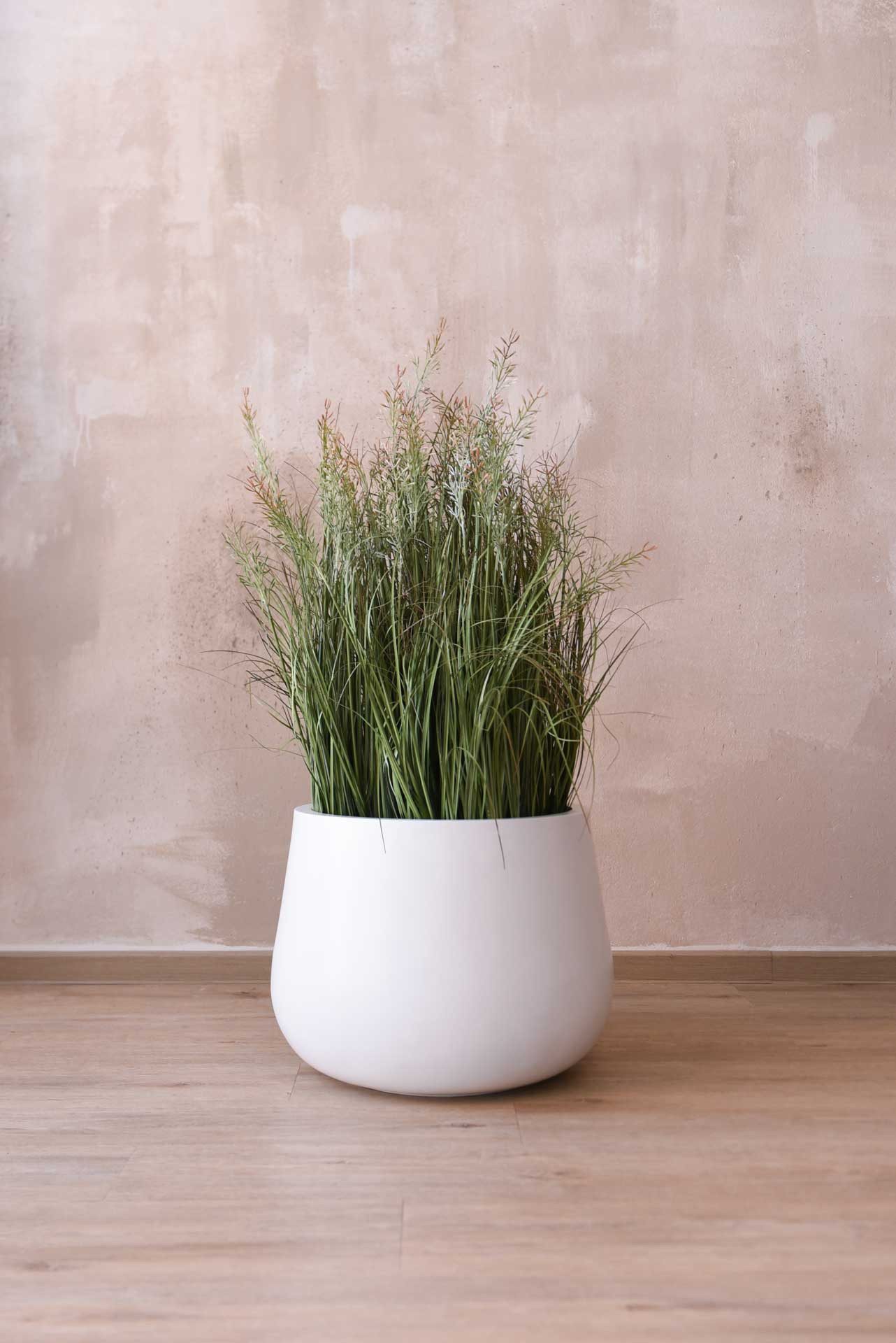 VIVANNO Blumentopf Fiberglas GIRAR Rund - Weiß Matt (1 St), 36x27 cm