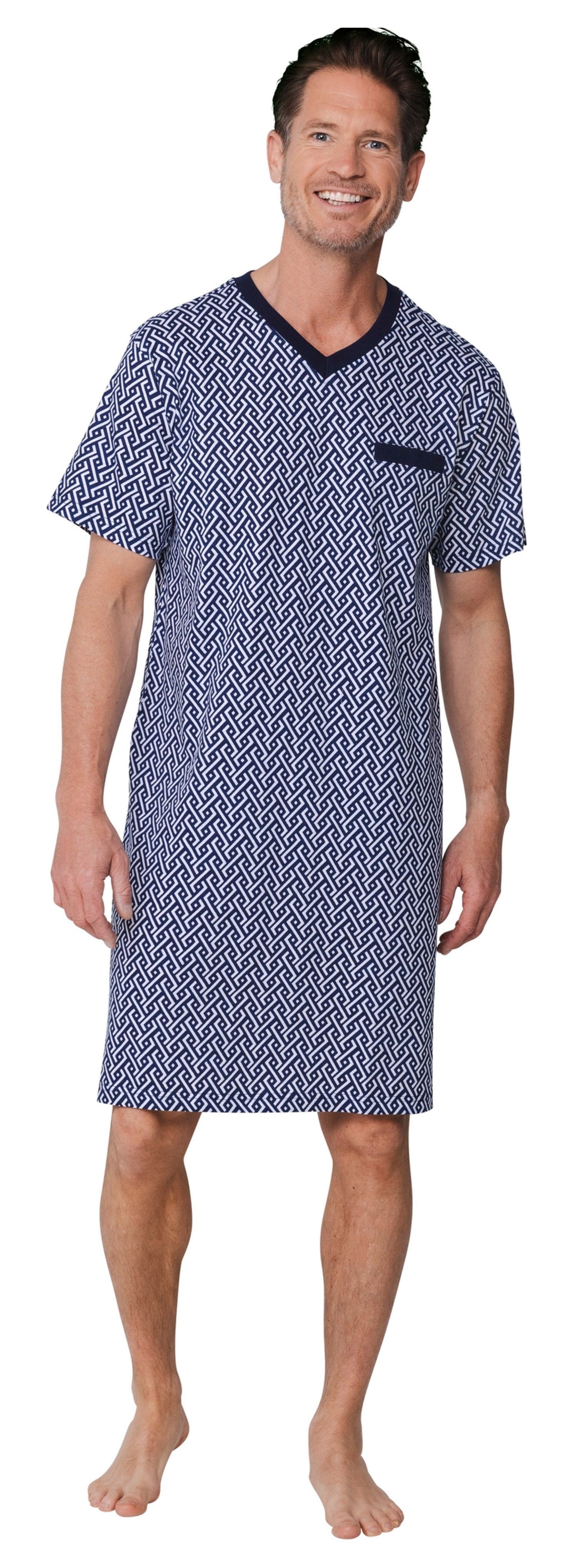 Nachthemd Herren Schlafshirt mit kurzem Arm