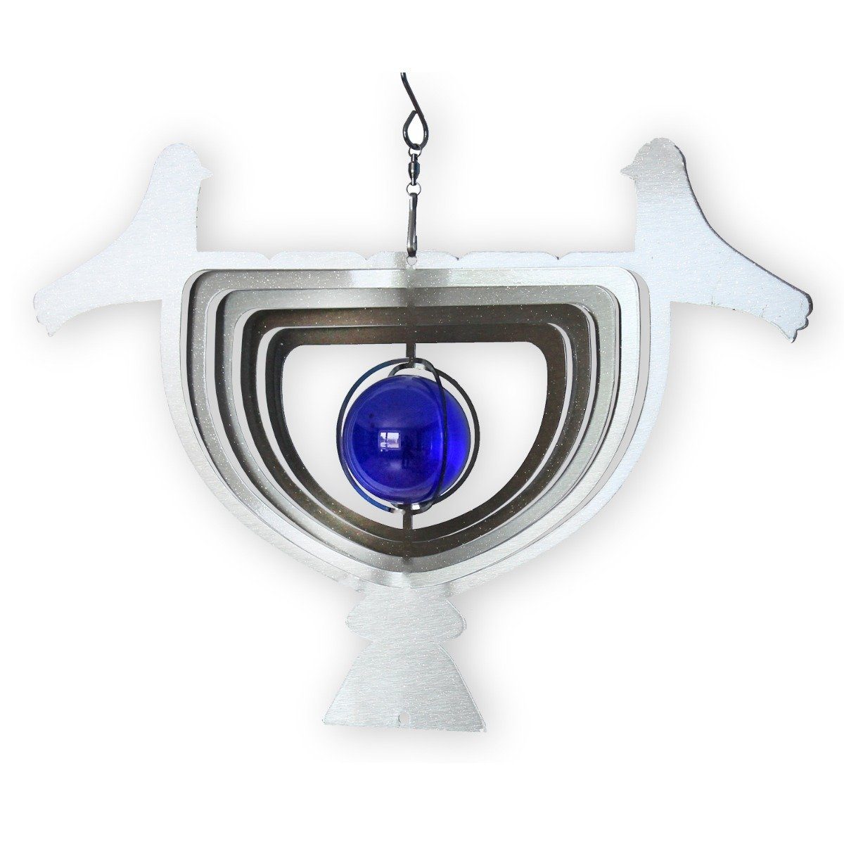 colourliving Windspiel Windspiel Metall 3D Vogel Edelstahl Windspiele hängend mit Glaskugel (1x Windspiel), inklusive Aufhängung, farbige Glaskugel