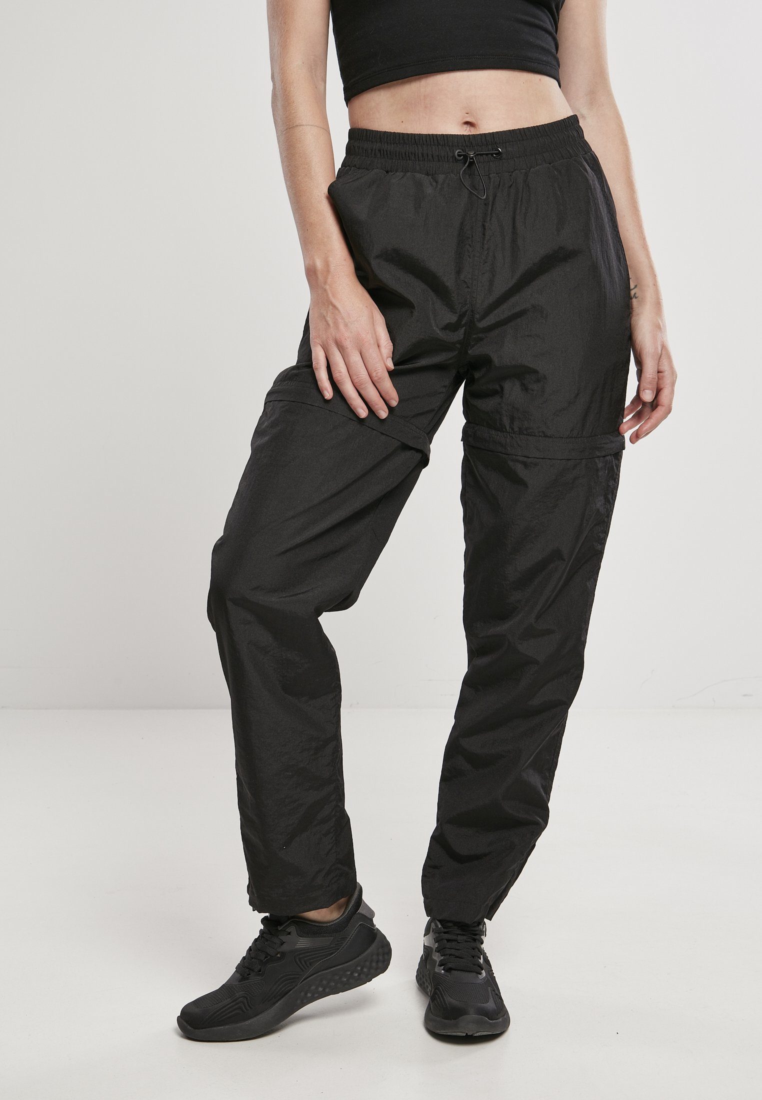 URBAN CLASSICS Jerseyhose Damen Ladies Shiny Crinkle Nylon Zip Pants (1-tlg) | Jerseyhosen