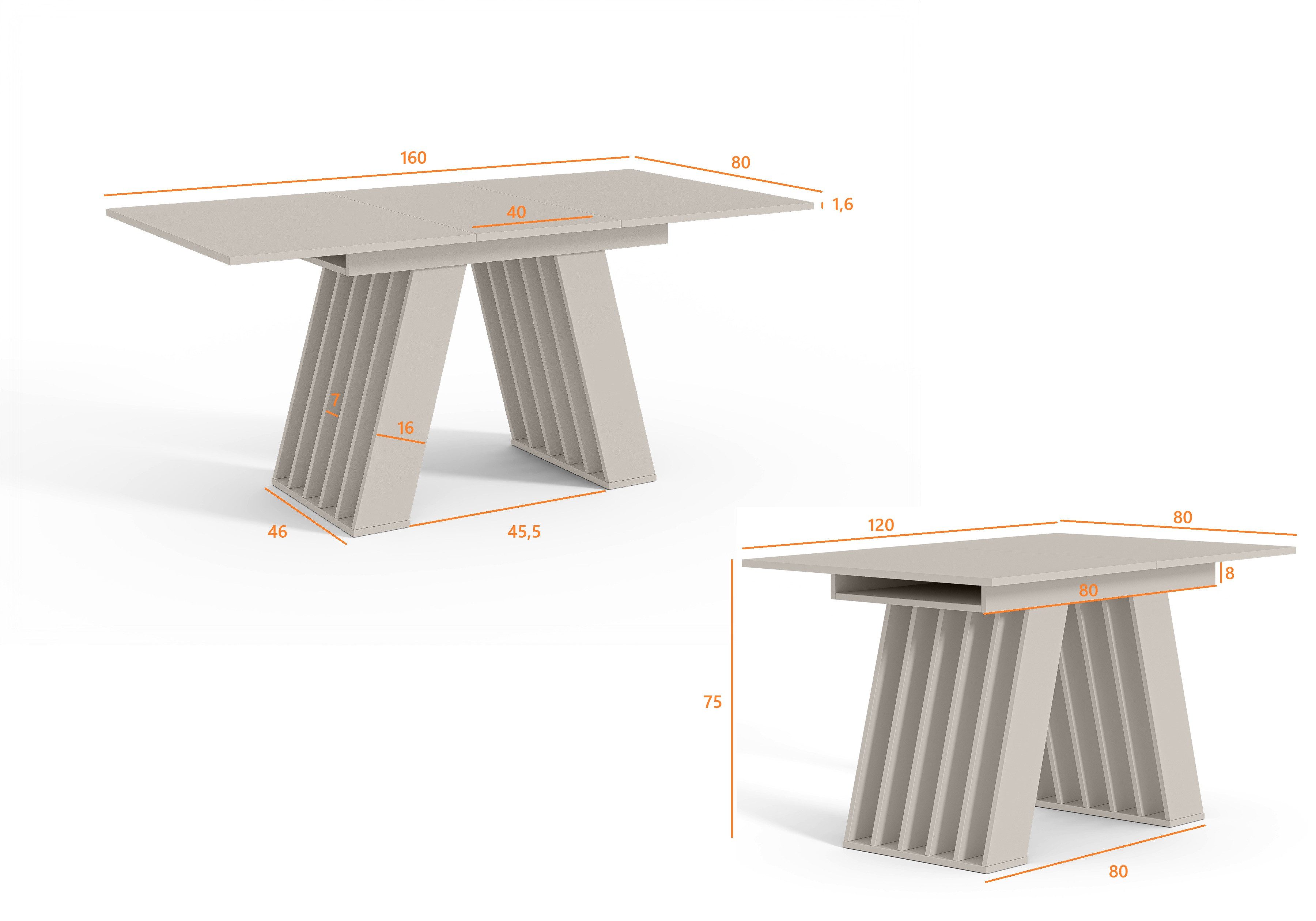 Home Collective Esstisch ausziehbar Tisch Küchentisch Esszimmertisch Ausziehtisch (Esszimmer Küche Wohnzimmer Esstisch erweiterbar), modernes Design mit A-Linie – Bild 3 von 5
