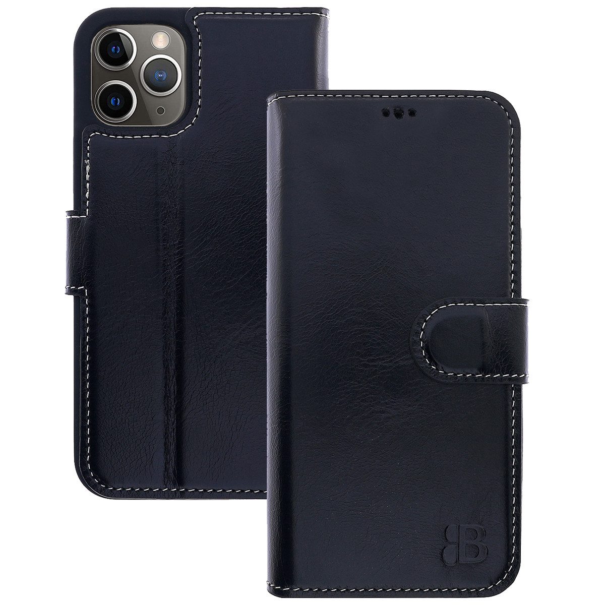 Burkley Handytasche Leder Book Cover für iPhone 13 Pro Max Hülle (1-tlg., Book Case Lederhülle mit Kartenfach und Magnetverschluss), Optimaler Rund-Um-Schutz, Kartenfächer mit RFID Blocker