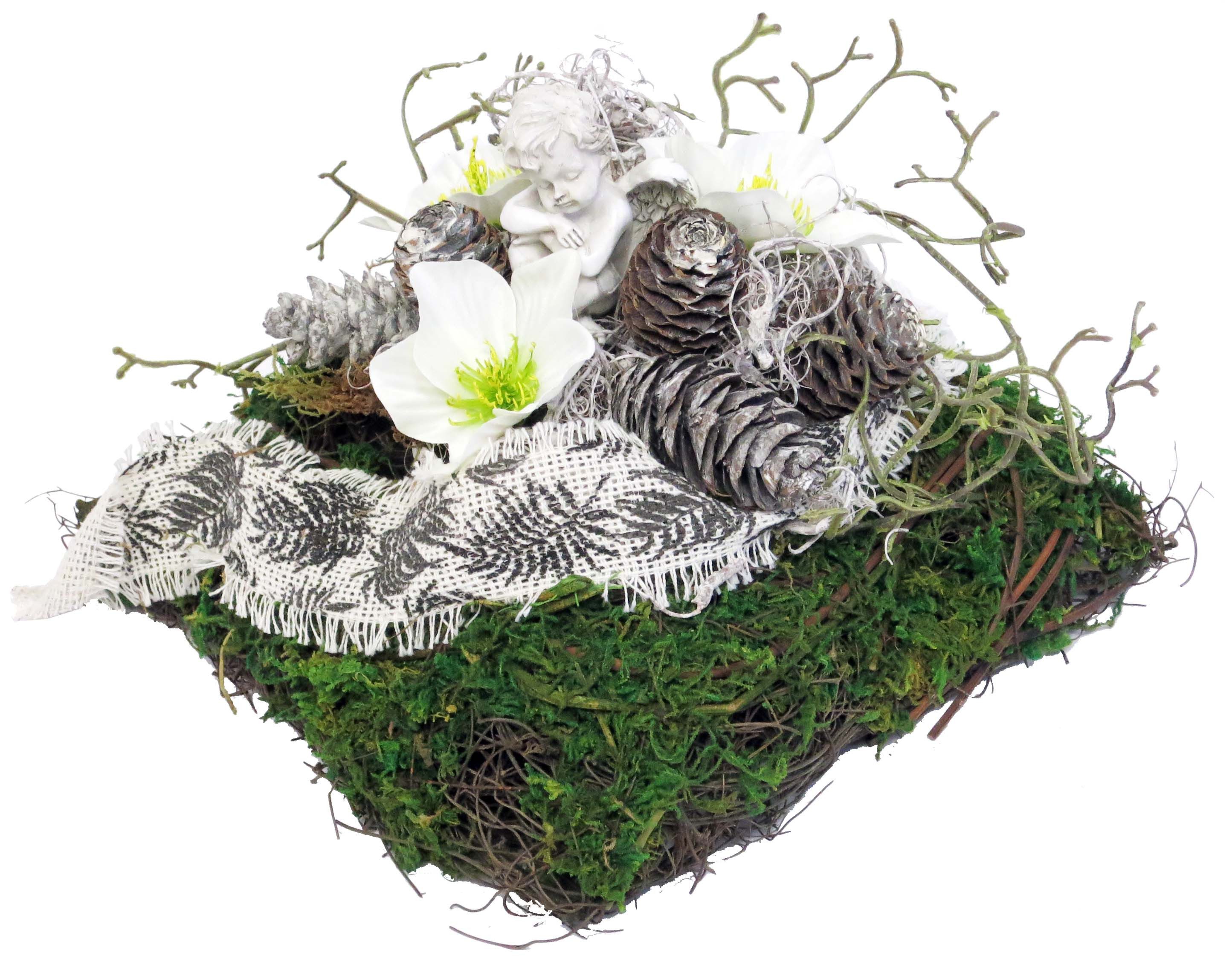 CreaFlor Home Dekokranz Grabschmuck, Handarbeit, Natur, Motiv: Engel