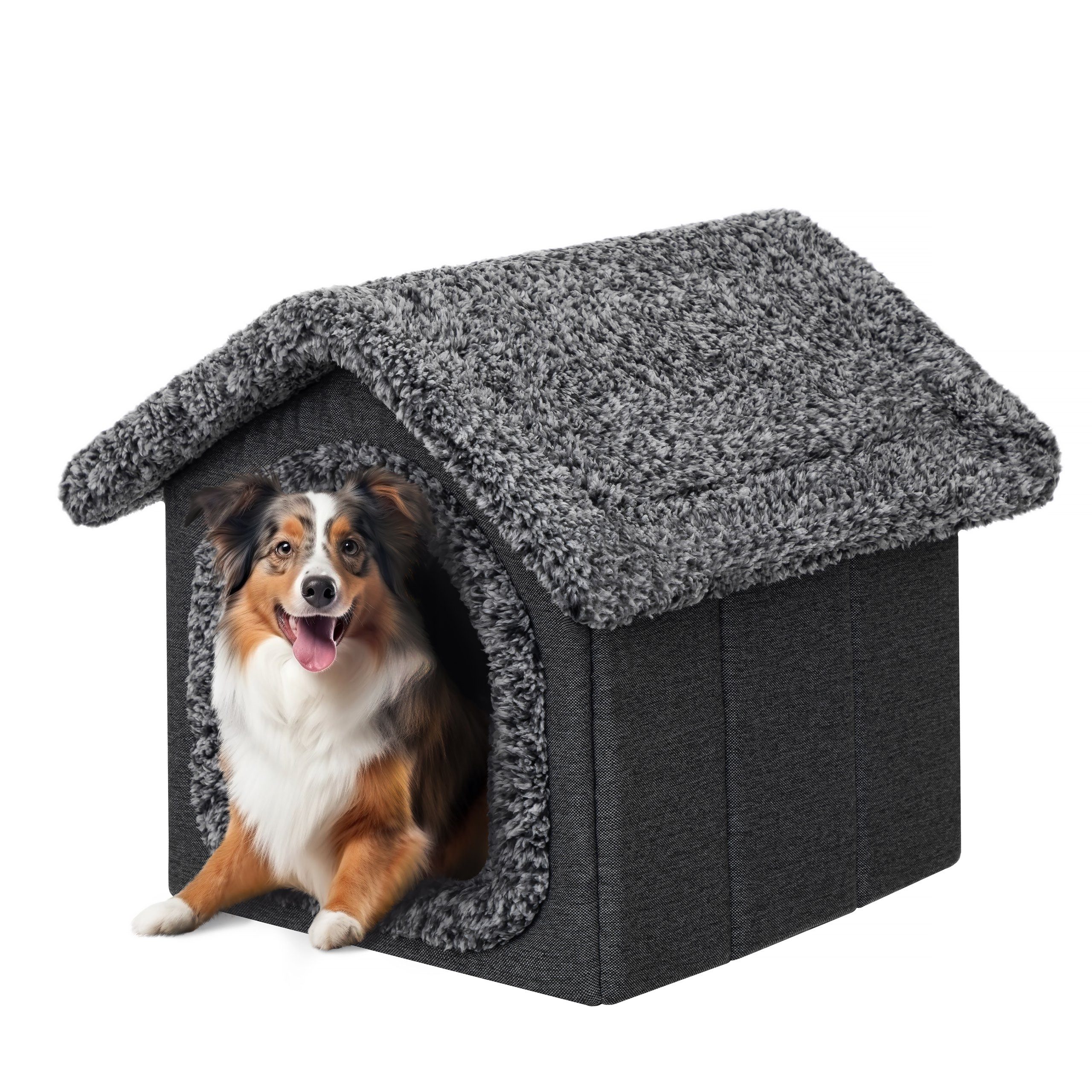 Hobbydog Hundehütte Lamb mit flauschigem Kissen und Reißverschlussdach, faltbar, leicht, platzsparend, 5 Größen