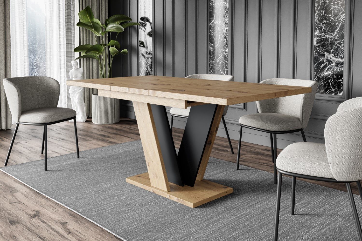 ALTDECOR Esstisch INEY (Esstisch ausziehbar, Esszimmertische, Tisch Wohnzimmertisch), Esszimmertisch ausziehbar 120 - 160 x 80 x 75 cm