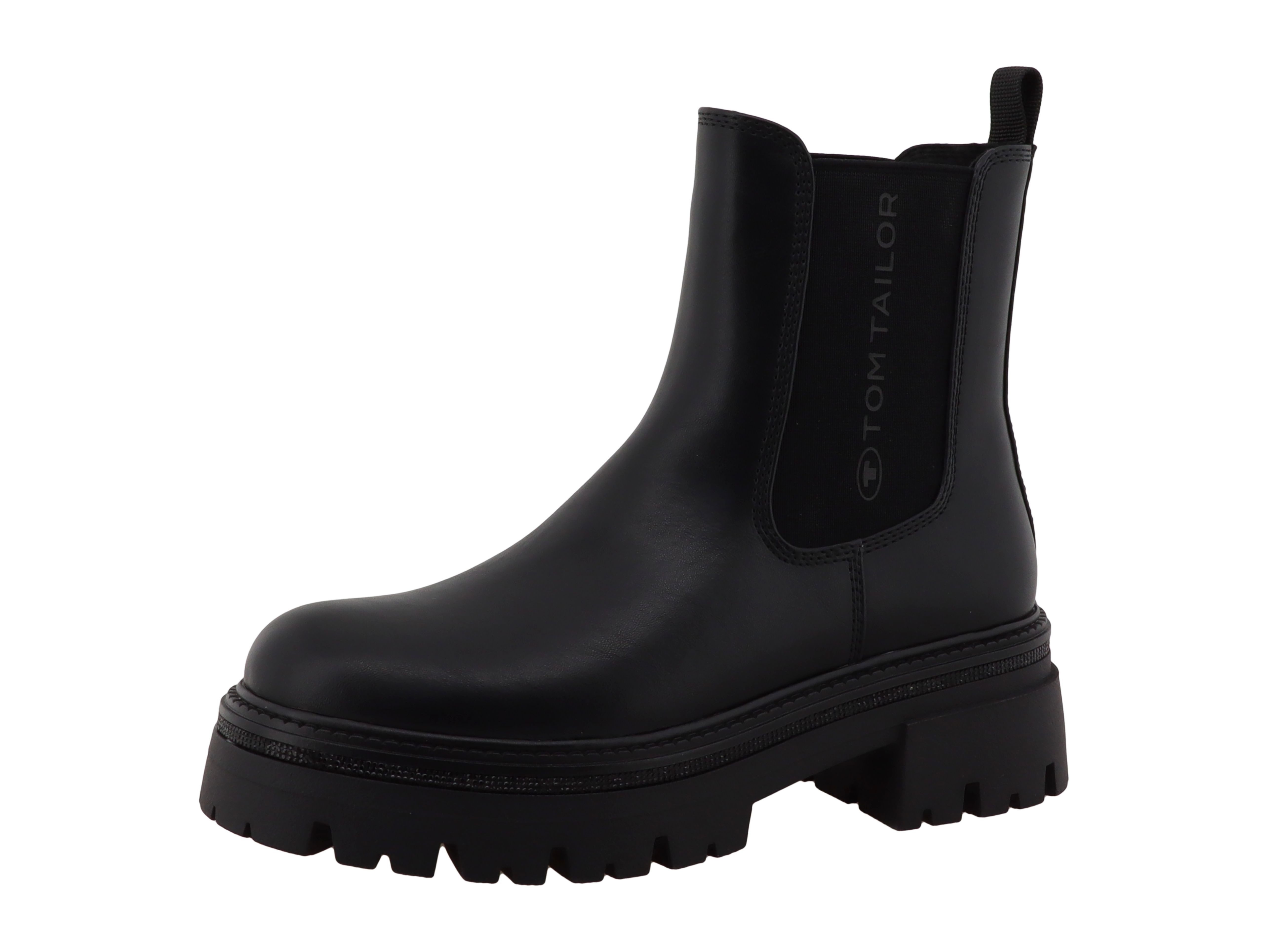 TOM TAILOR Chelseaboots Blockabsatz, Stiefelette mit beidseitigem Stretcheinsatz