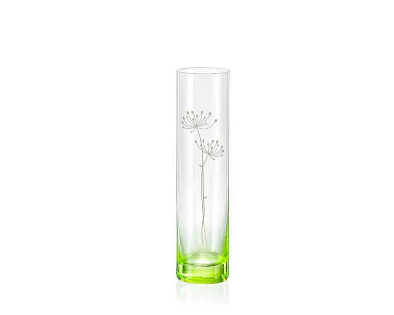 Crystalex Dekovase Vase Spring grün K0800 Kristallvase 240 mm (Einzelteil, 1 St., 1 x Vase), Blumen Gravur, Kristallglas