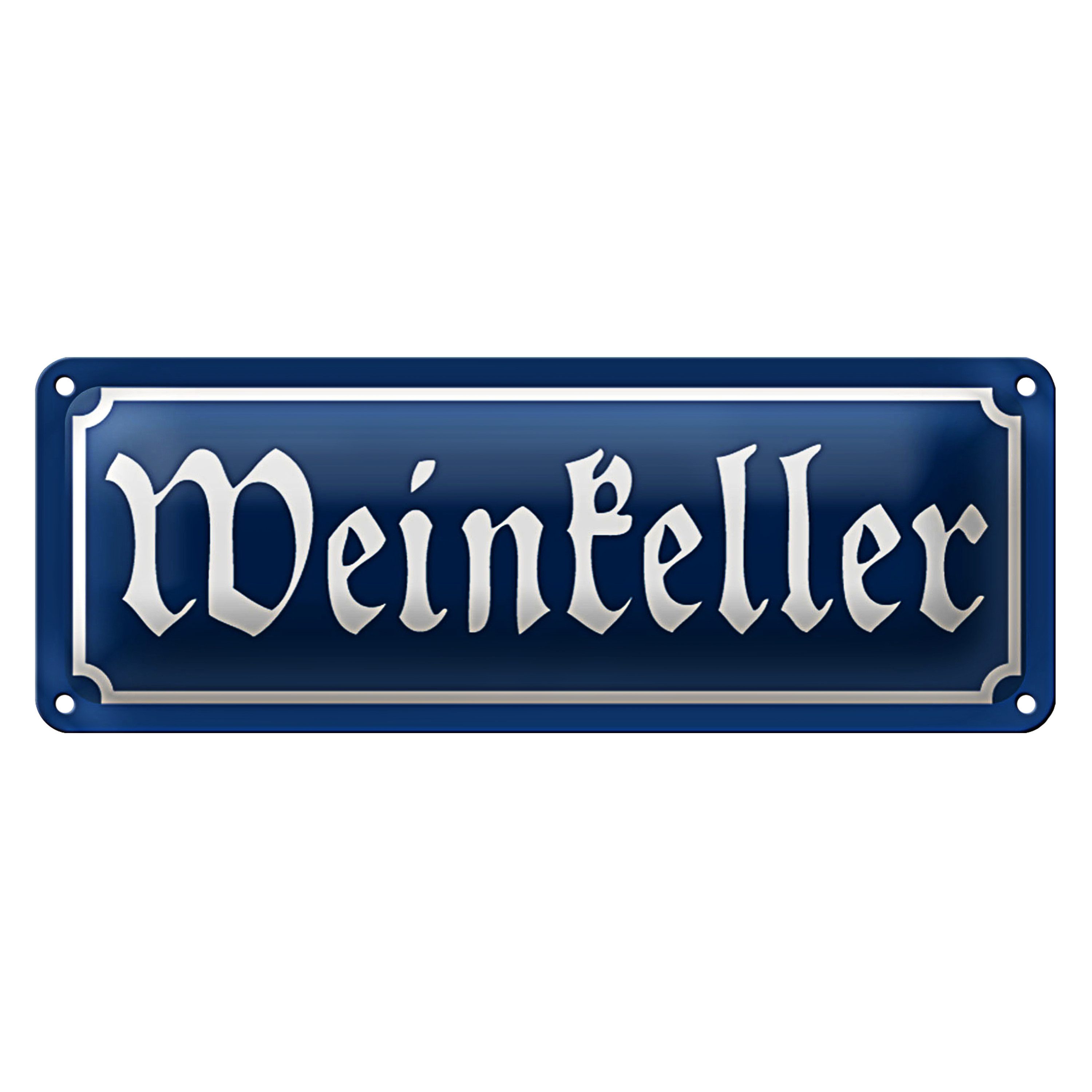 Roomando Metallschild Blechschild Weinkeller 27x10cm Wein Sekt Lagerraum Dekoration