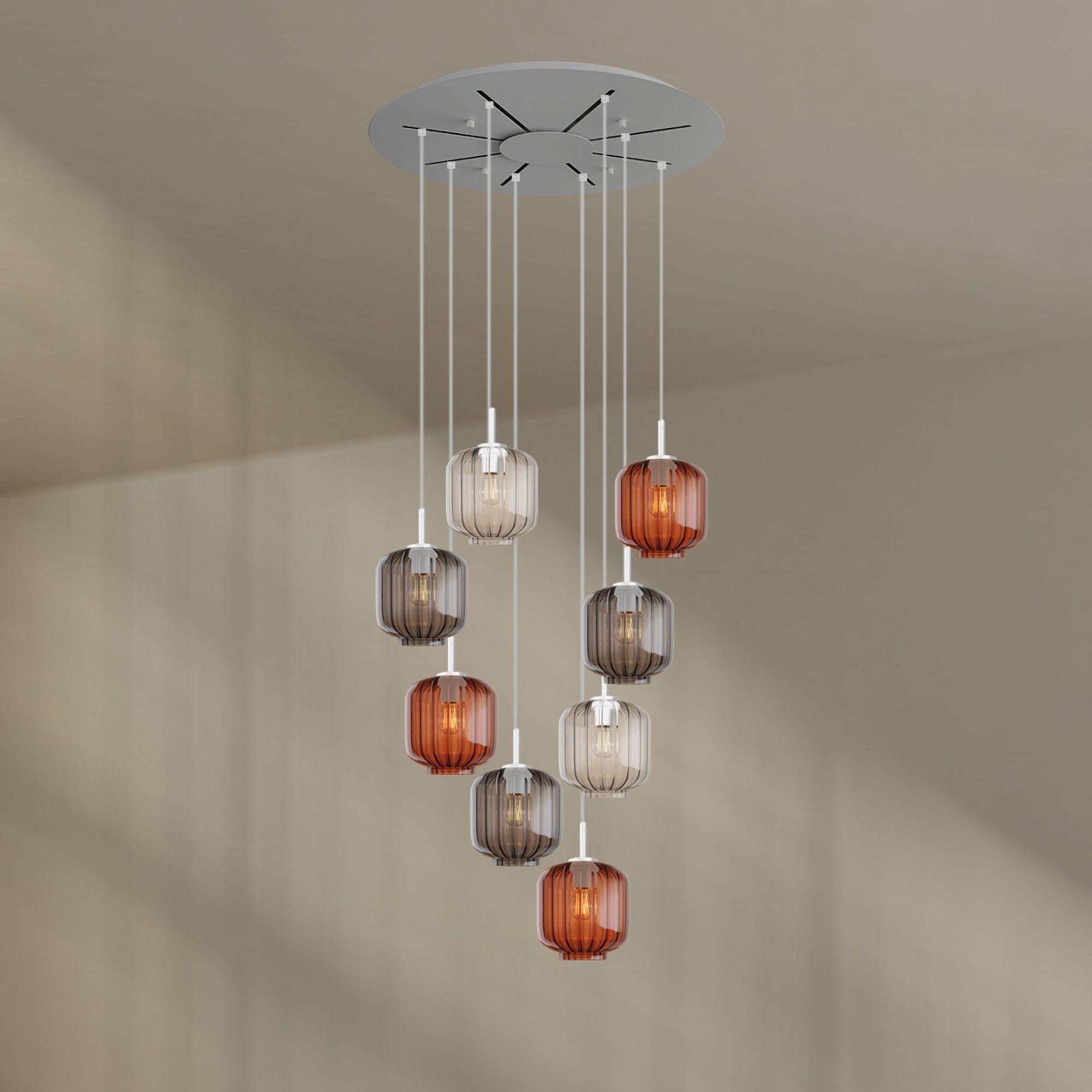 s.luce Pendelleuchte Velo Galerieleuchte 8-flammig Ø 80cm Baldachin Ø 20cm Mehrfarbig