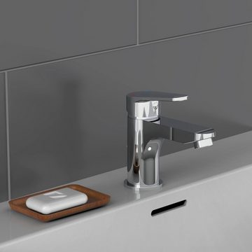 Schütte Waschtischarmatur Futura Wasserhahn Bad mit Zugstange, DVGW zertifiziert. Chrom