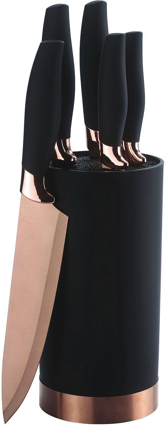 KING Messer-Set QUISIN (Set, 6-tlg), 5 Кухонные ножи, 1 Messerblock, mit Titan beschichtete Messerklingen