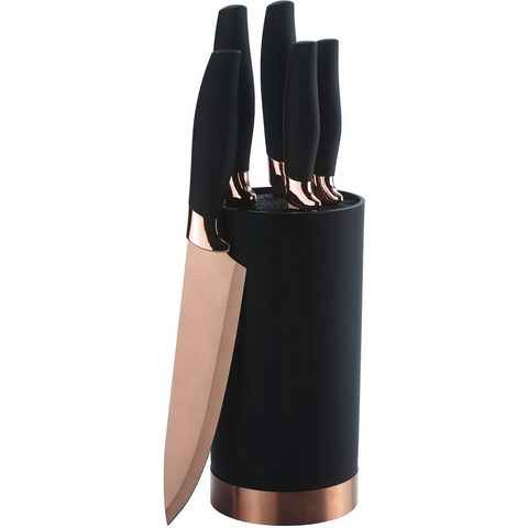 KING Messer-Set QUISIN (Set, 6-tlg), 5 Küchenmesser, 1 Messerblock, mit Titan beschichtete Messerklingen