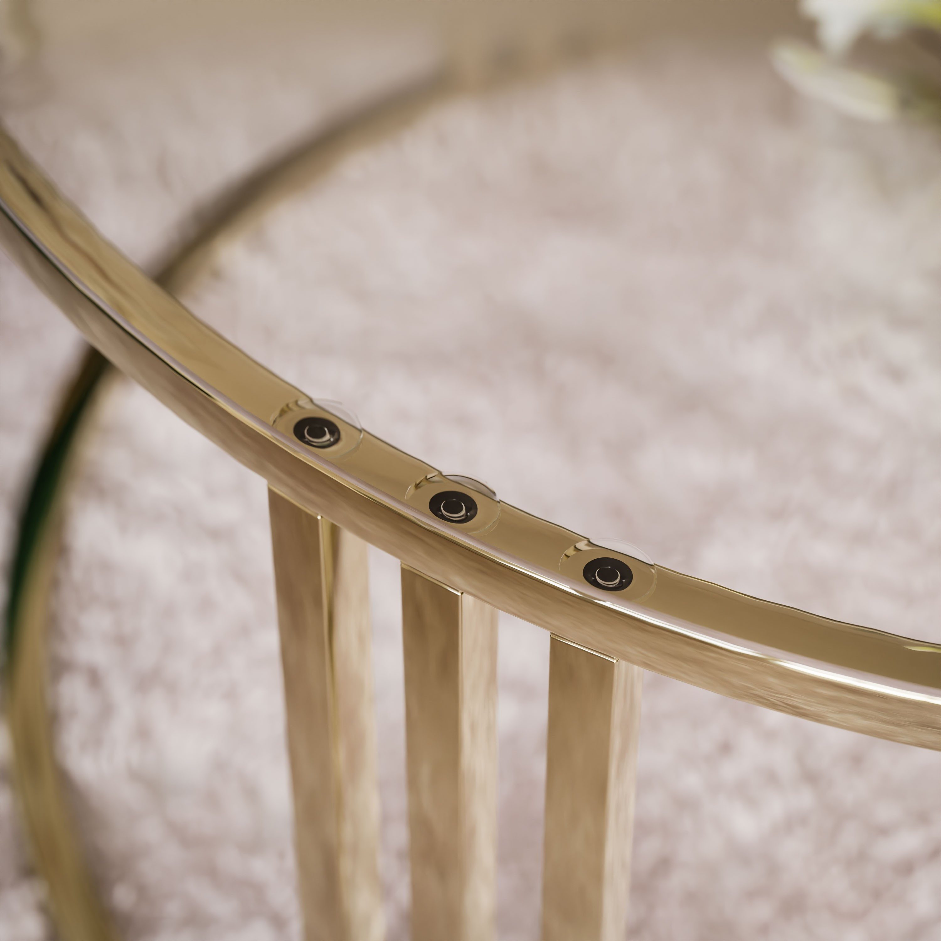 ALLHOUSE24 Couchtisch PEONY 2in1 GLAS runder Couchtisch GOLD Chrom Metallge günstig online kaufen