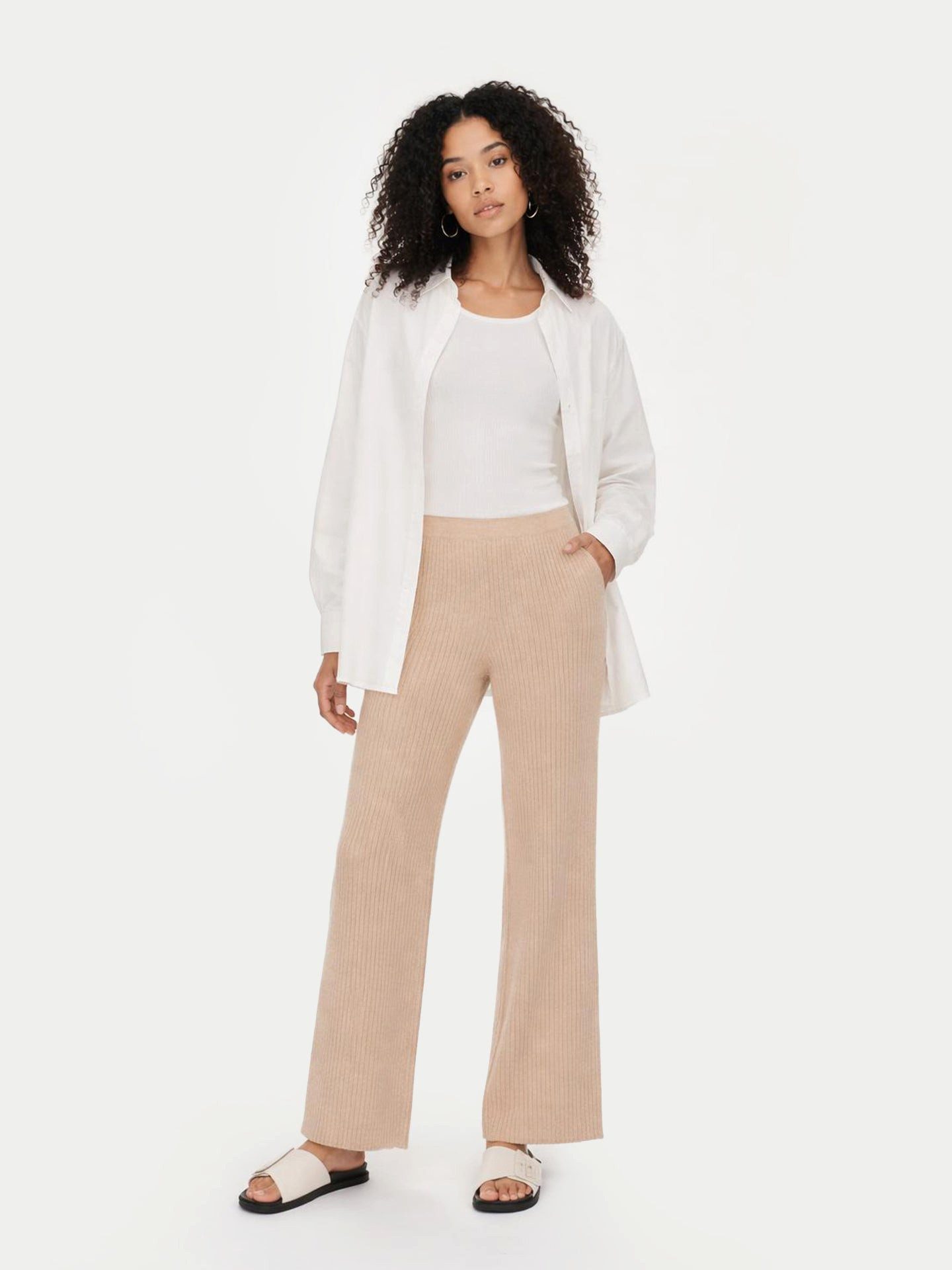 GOBI Cashmere Strickhose Naturfarbe Lässige Kaschmirhose