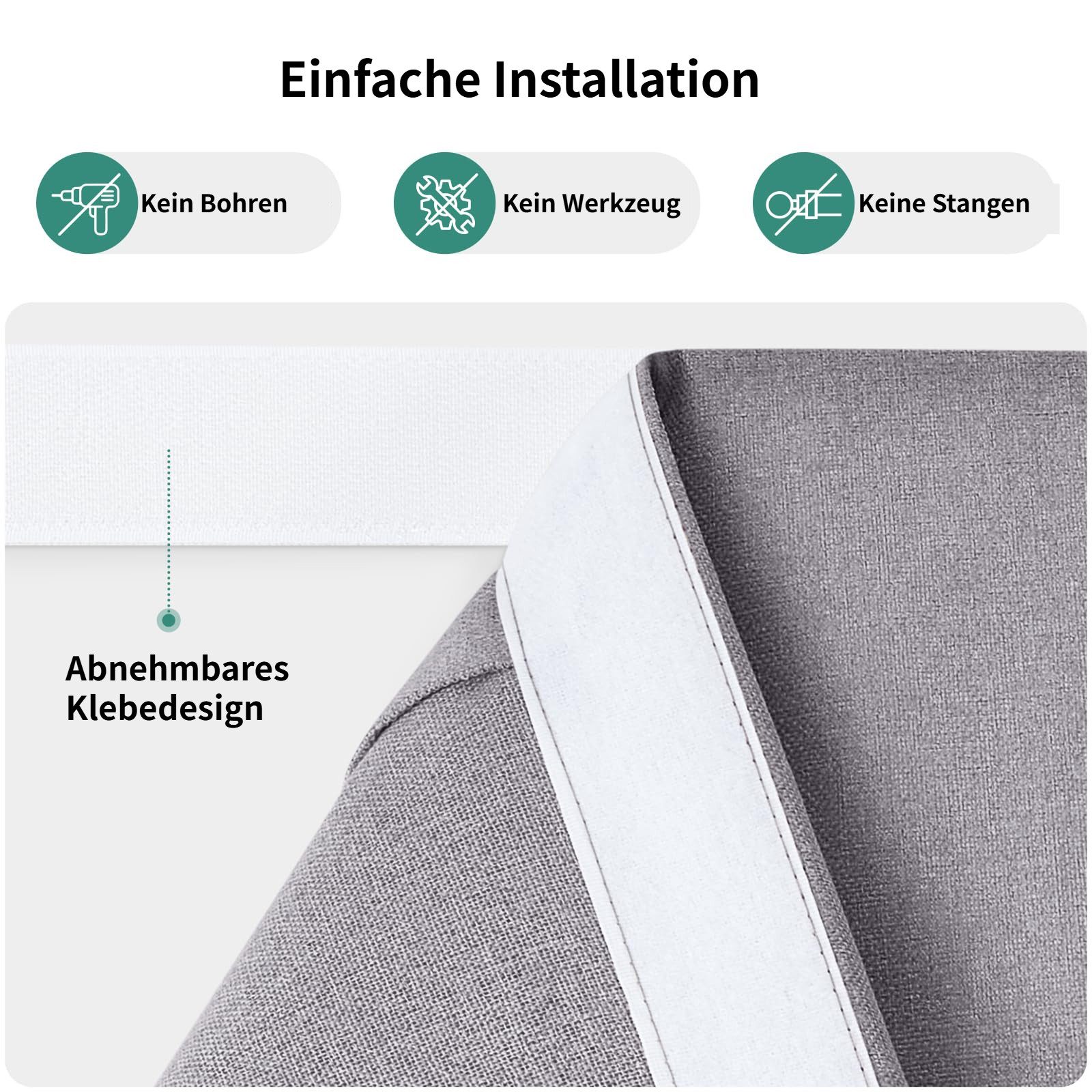 BYSURE Türvorhang Verdunkelungsgardine aus Leinen, mit Klettverschluss, verdunkelnd, Türgardine Balkontür Taschen Vorhang für Schlafzimmer – Bild 4 von 5