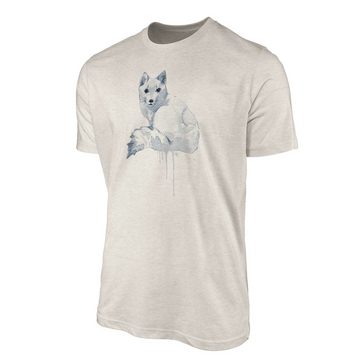 Sinus Art T-Shirt Herren Shirt 100% gekämmte Bio-Baumwolle T-Shirt Aquarell Polarfuchs Motiv Nachhaltig Ökomode aus e (1-tlg)