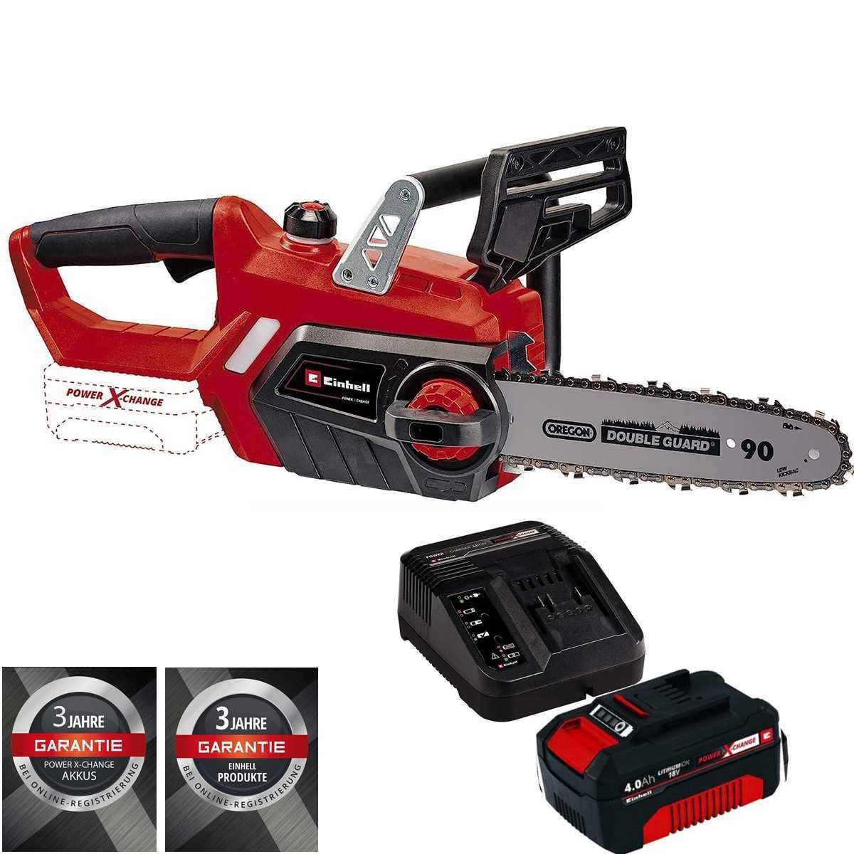 Einhell Akku-Kettensäge Akku-Kettensäge GE-LC 18/25 Li X-Change 18V + Akku 4.0 Ah & Ladegerät