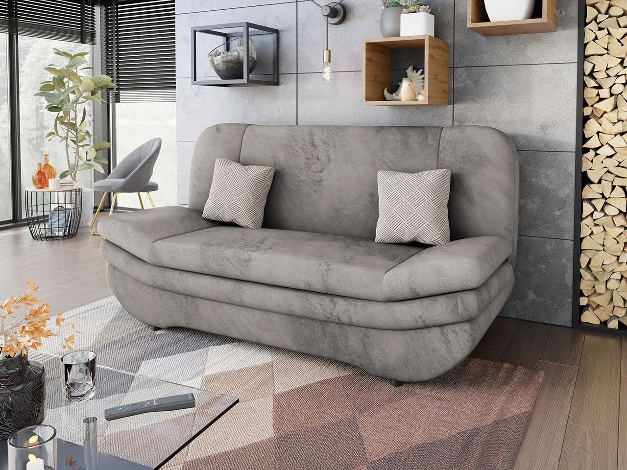 MIRJAN24 Schlafsofa Weronika Premium, mit Schlaffunktion und Bettkasten, Couch Kissen-Set mit Reißverschluss