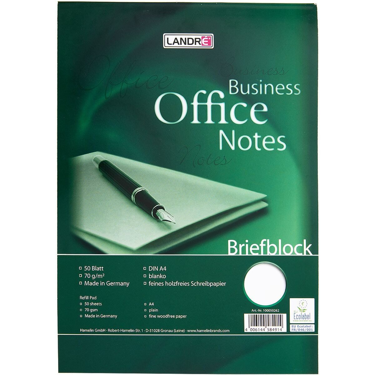 LANDRE Notizblock Work, A4, mit Lineaturunterlage