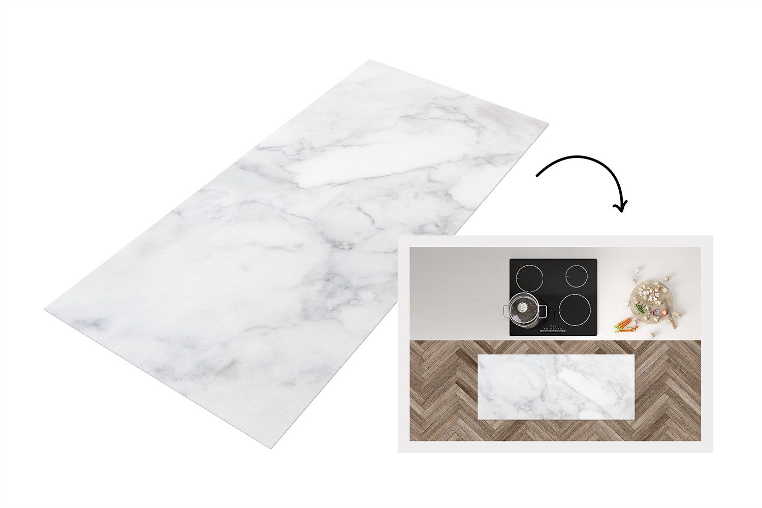 MuchoWow Küchenläufer Marmor - Weiß - Grau - Luxus - Marmoroptik - Stein, R günstig online kaufen