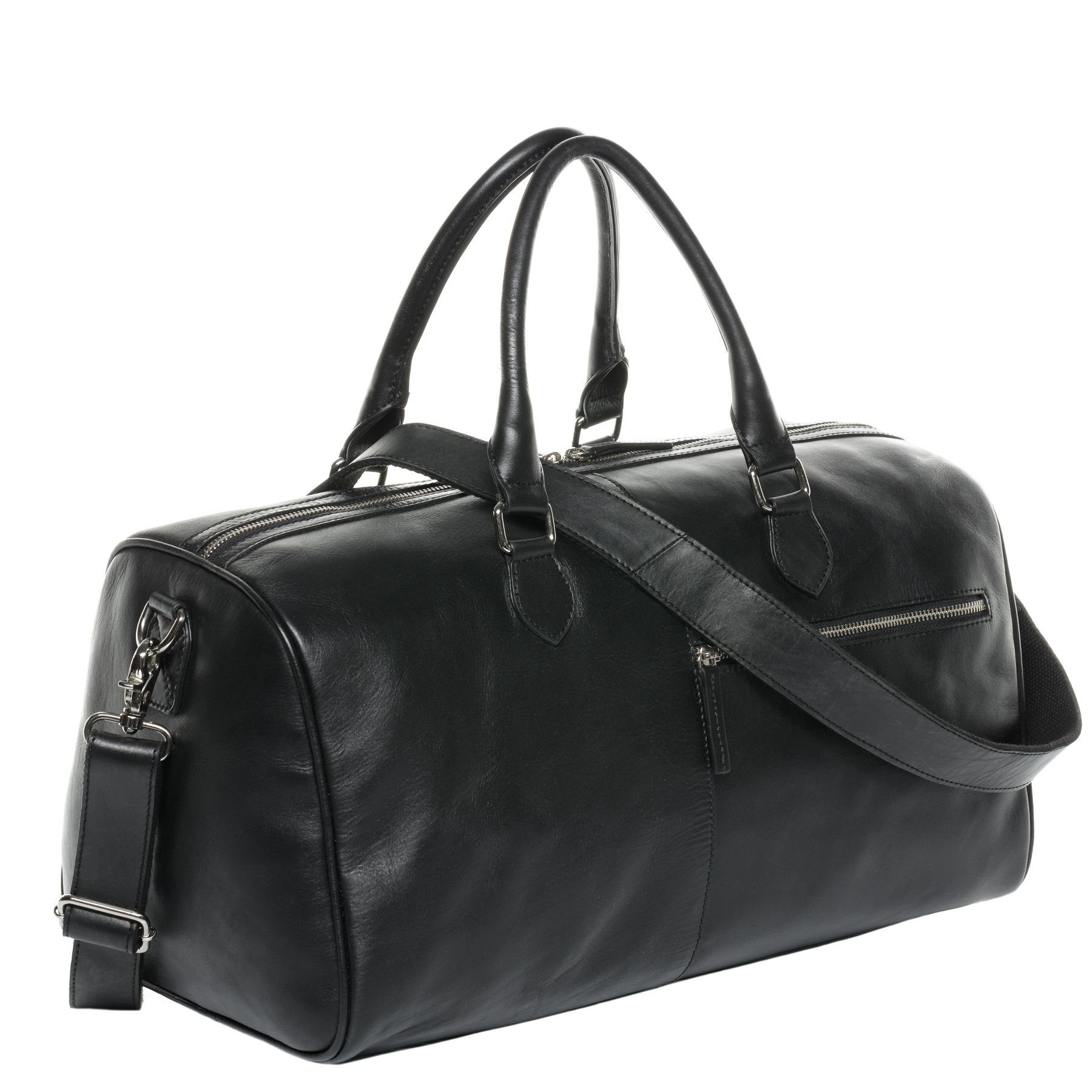 SID & VAIN Reisetasche echt Leder Weekender groß Ledertasche schwarz SEATTLE, Echtleder Reisegepäck für Damen & Herren, Sporttasche XL schwarz