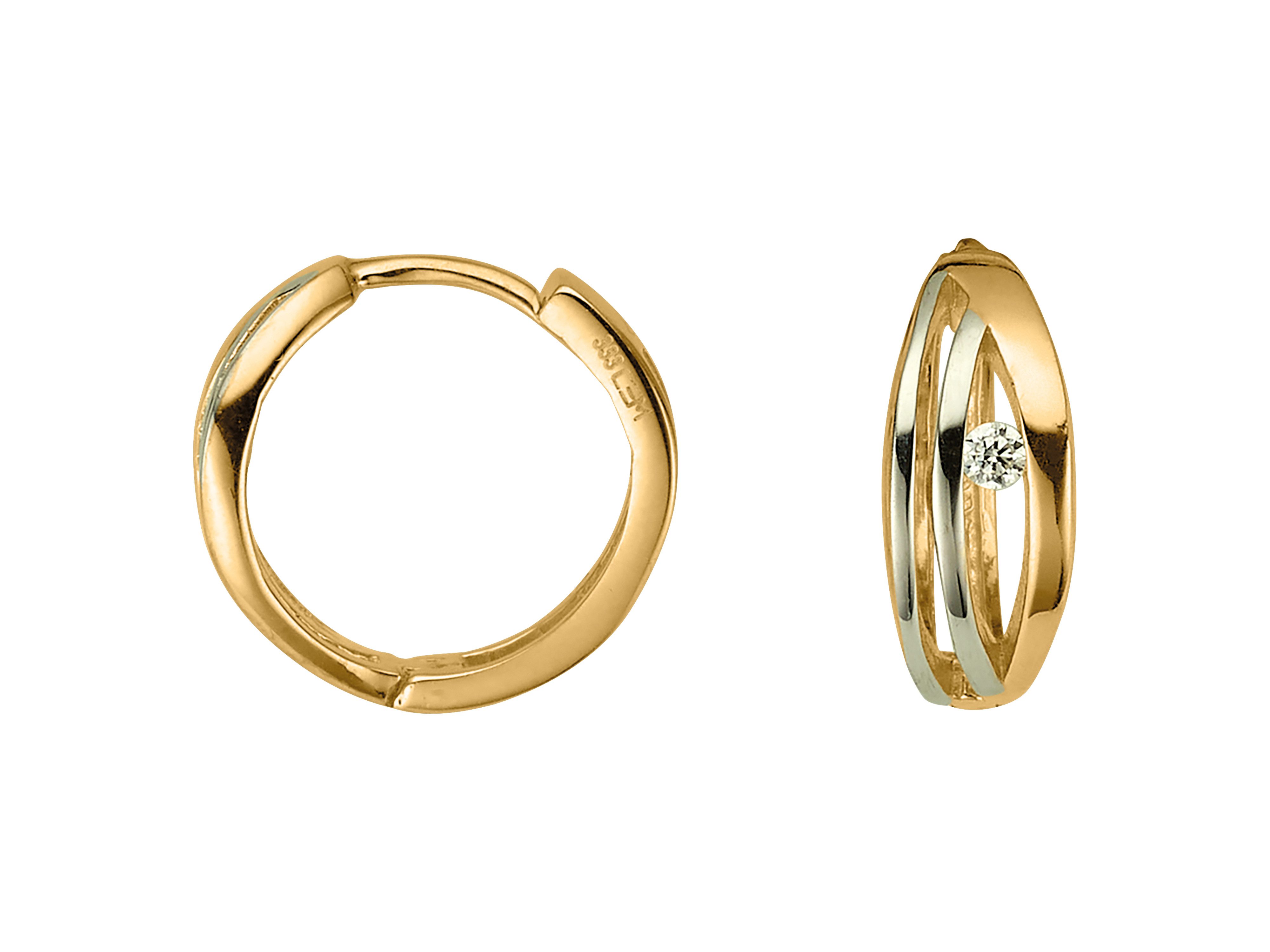 Paar Creolen Schmuck Geschenk Gold 333 Ohrschmuck Creolen bicolor