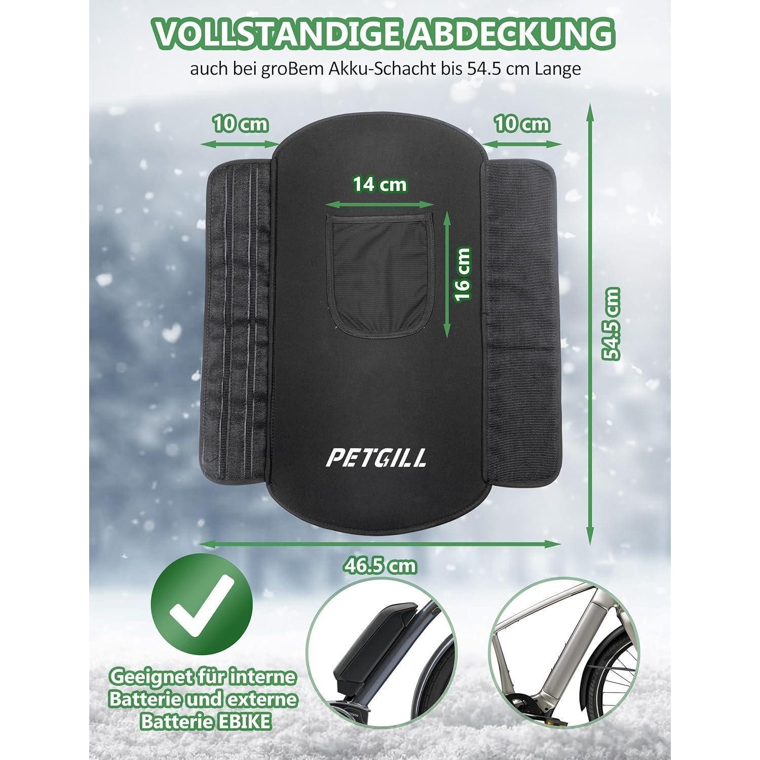 LuxusKollektion Akku-Schutzhülle E Bike Akku Schutzhülle 30-54cm Transportschutz Kälte Schmutz Schwarz