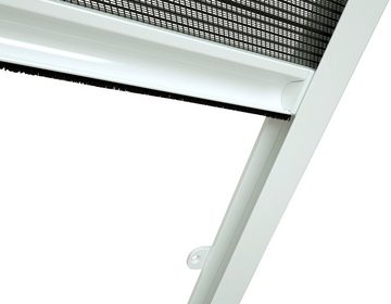 Insektenschutzrollo für Dachfenster, hecht international, transparent, verschraubt, weiß/schwarz, BxH: 160x180 cm