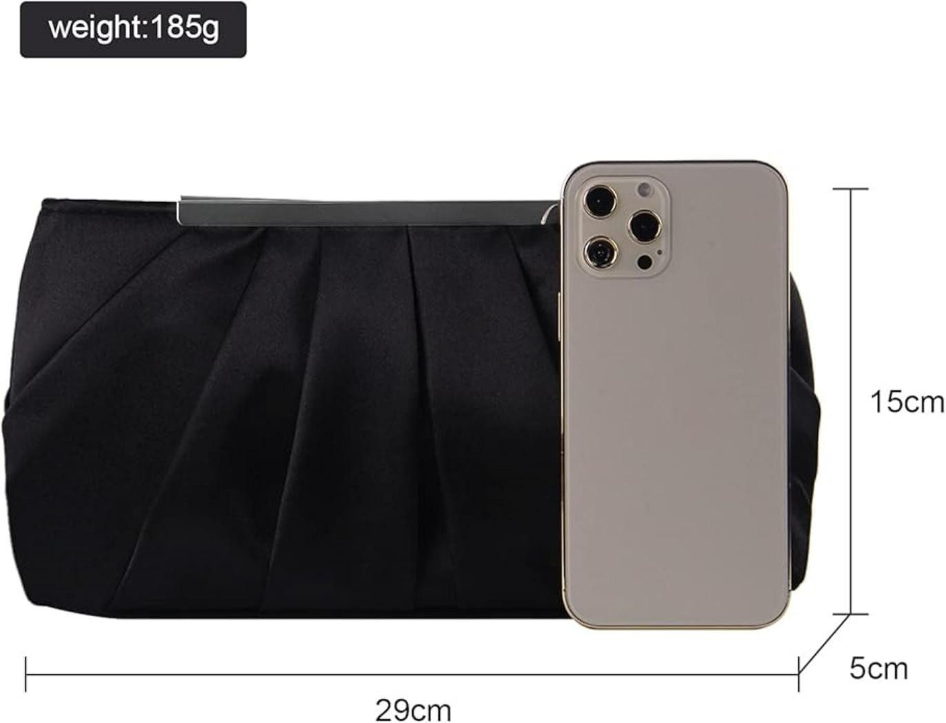 Coonoor Abendtasche Damen Satin Abendtasche Elegante Satin Plissee Abend Clutch – Bild 5 von 5